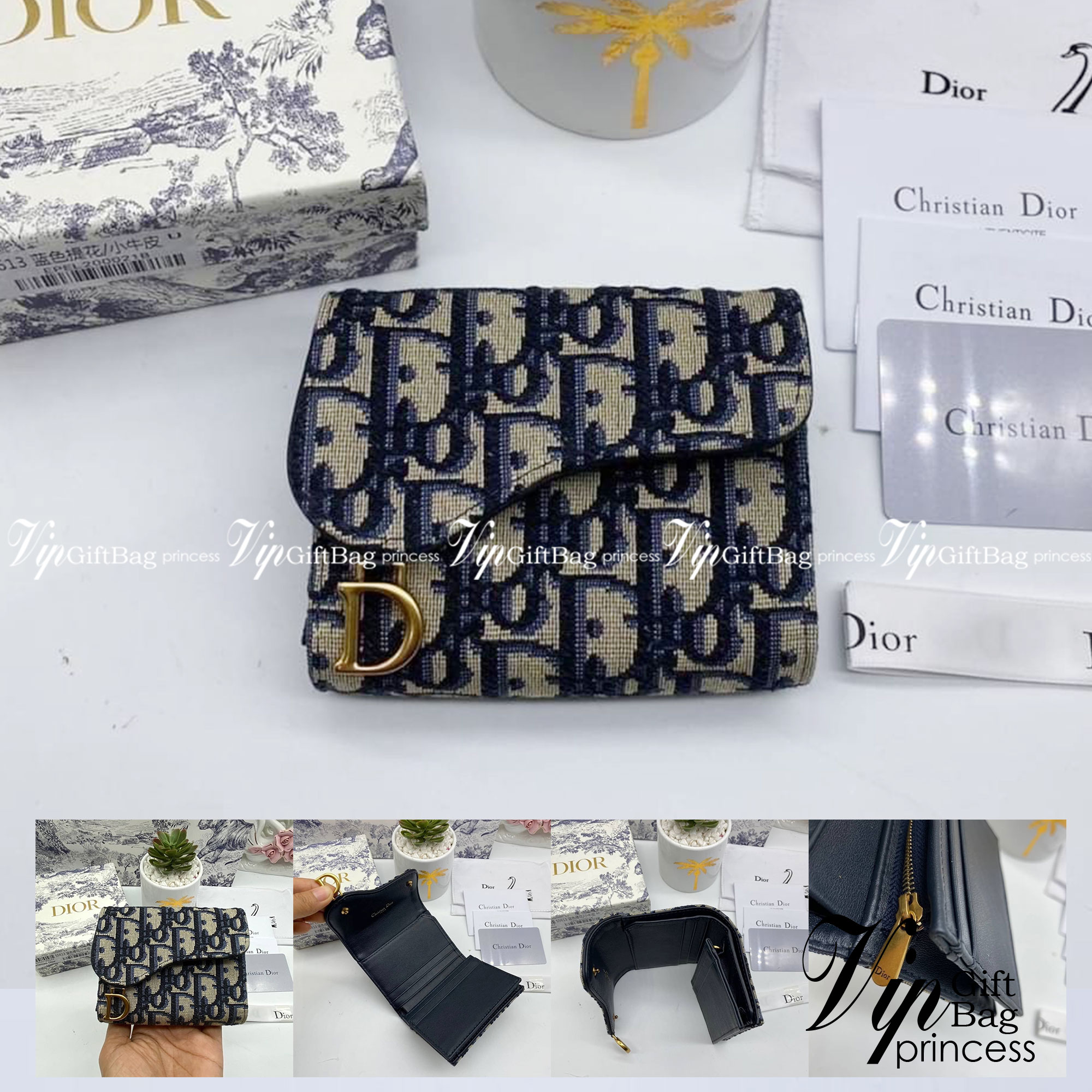 ORI 🥂 DIOR Wallet Saddle Lotus / Dior tri-fold wallet เกรดออริจินอล กระเป๋าสตางค์ 3 พับ วัสดุหนังแท้ และผ้า Jacquard อย่างดี ทอสวยงามที่สุด มีช่องใส่เหรียญมีซิปปิด ใส่การ์ด ใส่ธนบัตรได้ ครบเลยค่ะ ผสมผสานความสง่างามและคลาสสิกที่เข้ากับยุคสมัย ด้านห