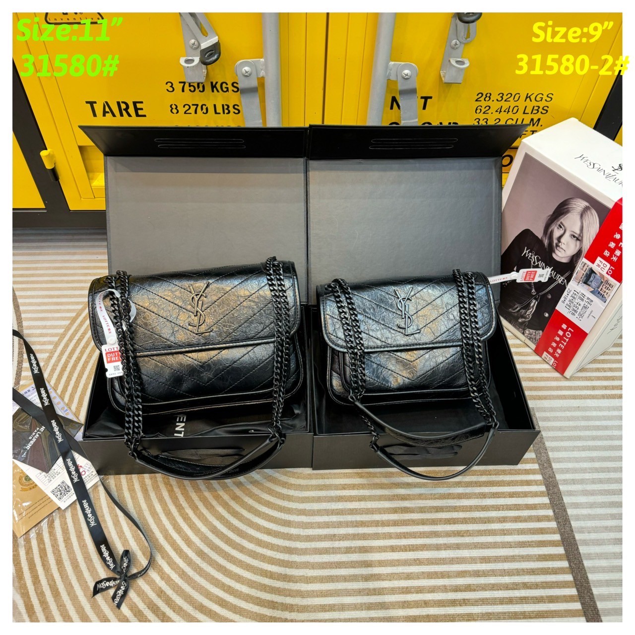 YSL NIKI IN VINTAGE LEATHER BAG กระเป๋าสะพายทรงคลาสสิคสุดฮอต (อะไหล่เงิน/ดำ) ที่ใครๆก็ต้องมีใช้ ดีไซน์เรียบหรู วัสดุหนังลายวินเทจสัมผัสดี