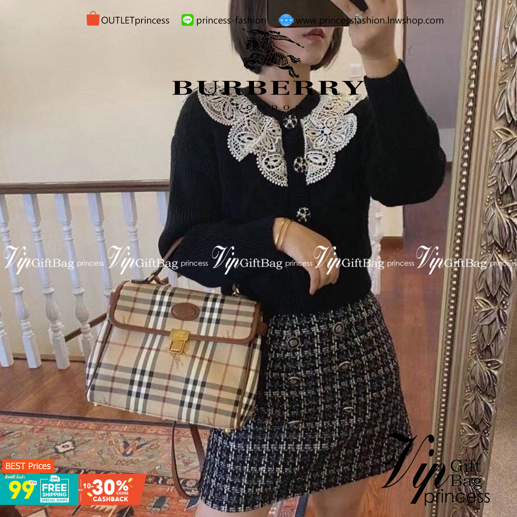 Burberry london kelly bag vintage with strap Gift Bag เป็นขนาดที่พอเหมาะกับการใช้ในชีวิตประจำวัน รูปทรงคลาสสิกที่ไม่ทิ้งในเรื่องของคุณสมบัติการใช้งานลวดลาย Vintage Check ที่ถือว่าเป็นสัญลักษณ์อันเก่าแก่ของแบรนด์ เสริมทุกสไตล์การแต่งตัวได้แบบไม่มีตกยุค พร้