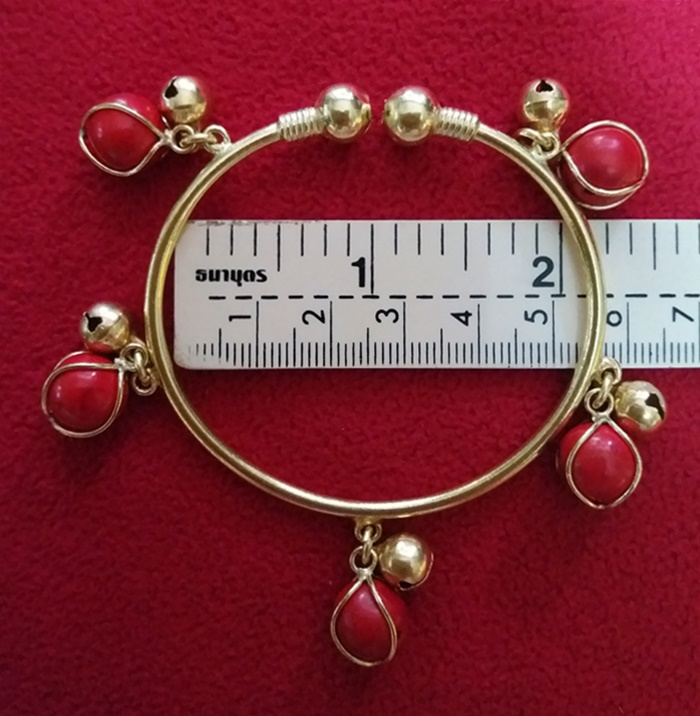 สินค้าหมดค่ะ กำไลข้อมือทองเหลืองหินปะการังสีแดง(คุ้มครอง)ค่ะ