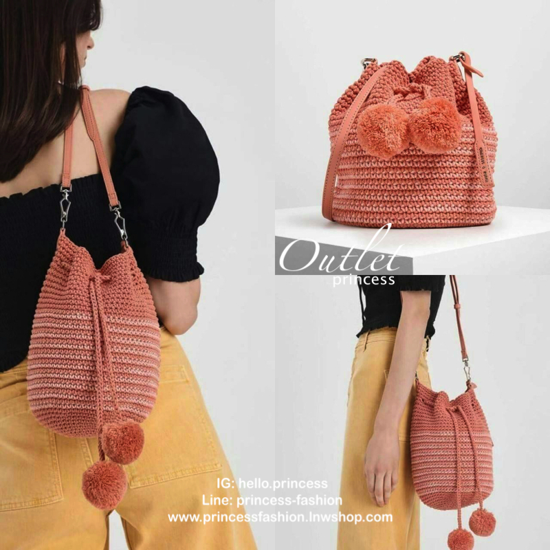 New arrival 2019!! CHARLES & KEITH CROCHET DRAWSTRING BUCKET BAG กระเป๋าถักใบน่ารักมากๆๆๆๆๆ😍 รุ่นนี้ไม่มีไม่ได้จริงค๊า ขนาดกำลังดี สะพายแล้วcute สุดๆ ตัวกระเป๋าจะถักทั้งใบ มีพู่ปอมด้านหน้า เปิดปิดแบบหูรูด ด้านในเป็นช่องกว้าง จุของได้ดี มีสายสะพายย