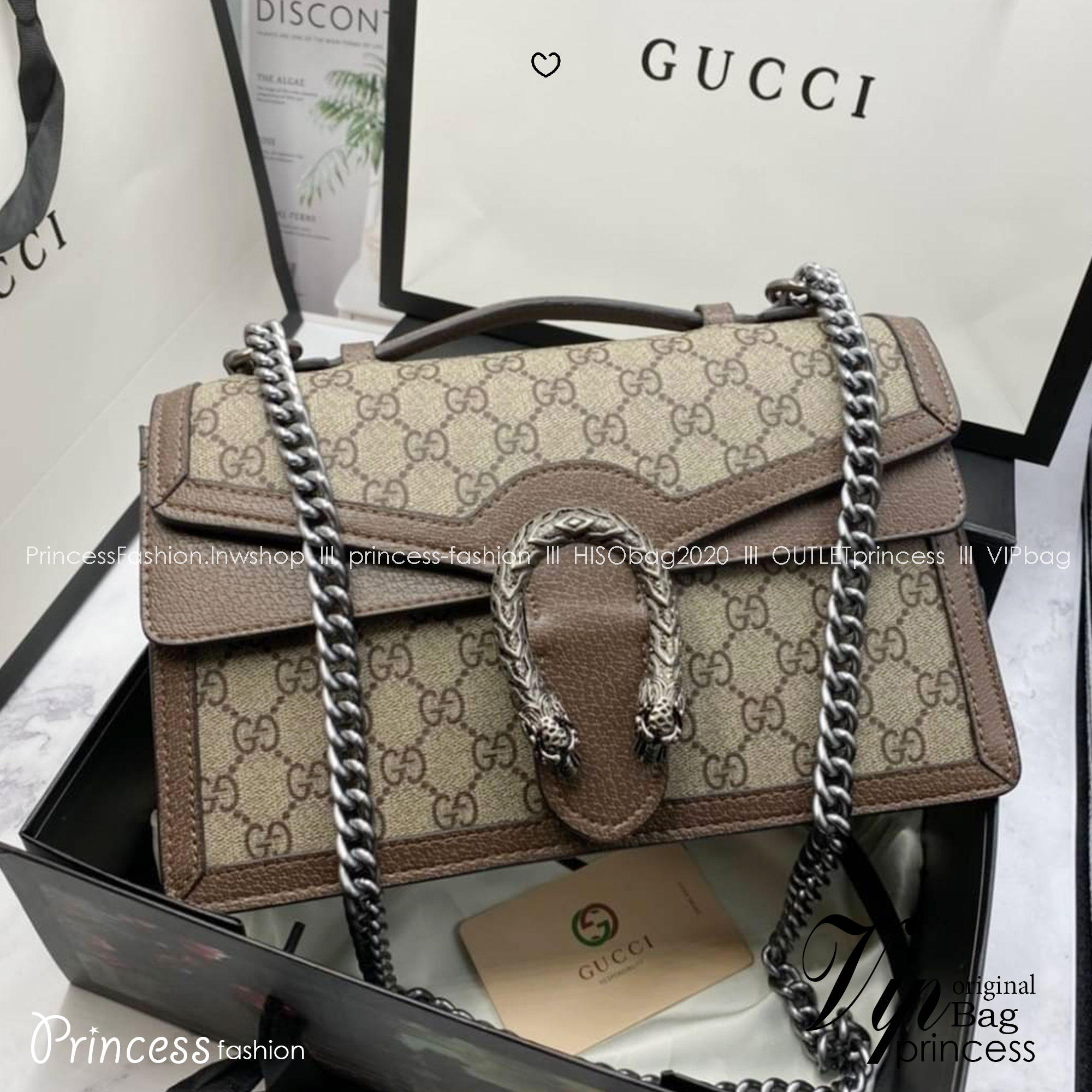 GUCCI Dionysus GG Top Handle Bag กระเป๋าสะพายไหล่ พร้อมหูจับในตัว ดีไซน์ให้ใช้งาน และพกพาได้สะดวกขึ้น ดึงดูดและสะกดสายตา รุ่นหายาก ที่สาวๆตามล่า!!