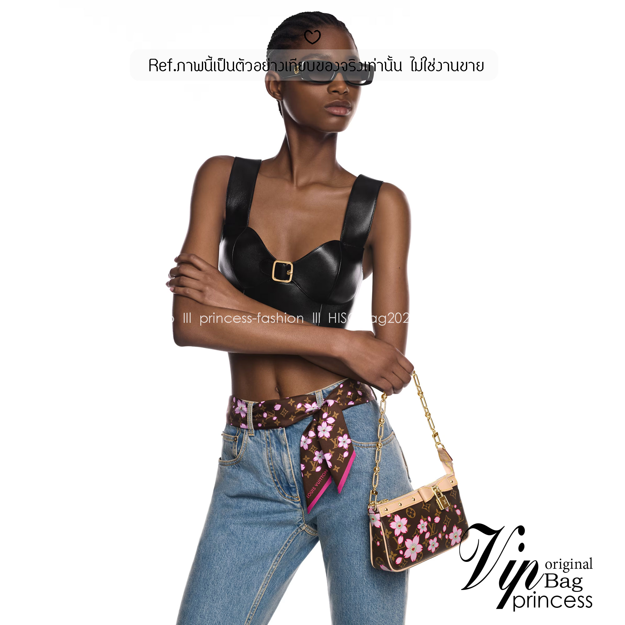 ORI หนังแท้ | คอลใหม่ดอกไม้แสนหวาน LV x TM Pochette Accessoires Cherry Blossom bag กระเป๋าสะพายดีไซน์คลาสสิครุ่นสุดปัง