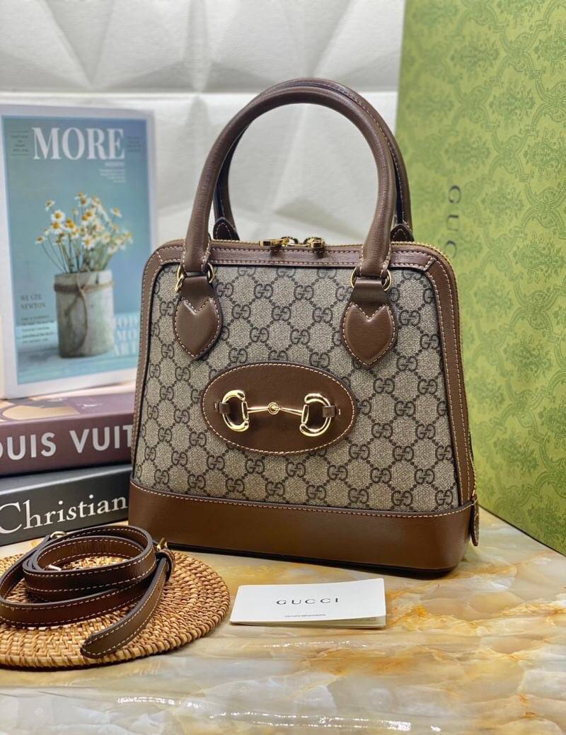 VIP GIFT 】หนังแท้ GUCCI Horsebit 1955 small top handle bag