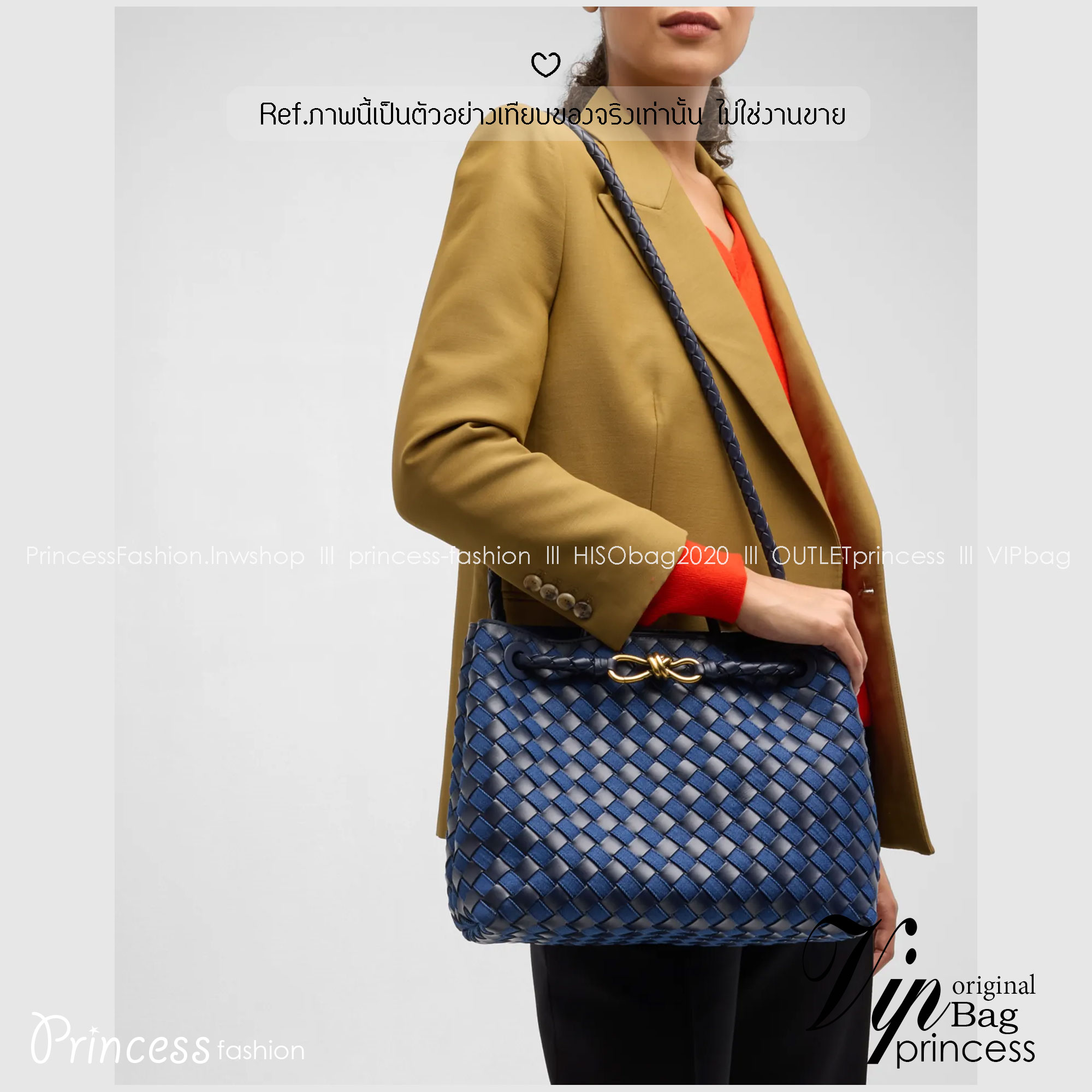 BOTTEGA Medium Andiamo Denim Shoulder Bag 30cm / BOTTEGA Tote Bag กระเป๋าสะพายดีไซส์สาน วัสดุเดนิมคอตตอนรุ่นใหม่ สวยงามเป็นเอกลักษณ์ เกรดออริ 1:1 ใช้งานต่างประเทศได้