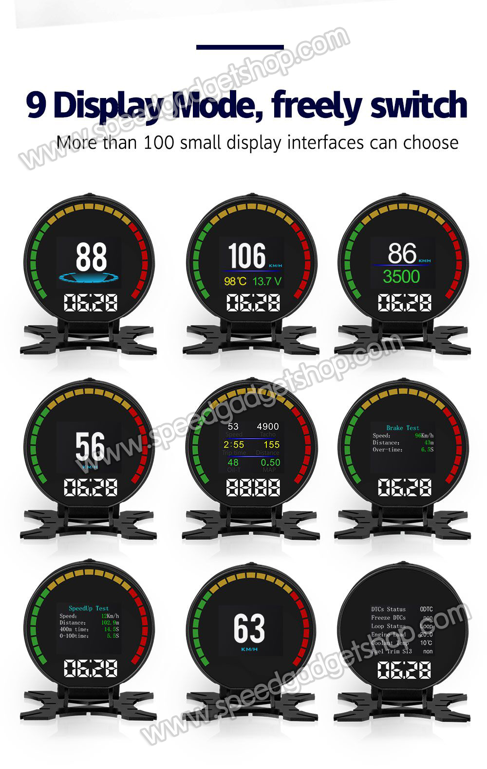 เกจวัด obd OBD2 Smart gauge Display Meter รุ่น P15 วัดความร้อนหม้อน้ำ วัดความเร็ว วัดรอบ วัดแบต นาฬิกาดิจิตอล มีเสียงเตือน ติดตั้งกับ port obd2 ไม่ต้องตัดต่อสายไฟ (อ่านโค้ด ลบโค้ด เครื่องยนต์ได้)