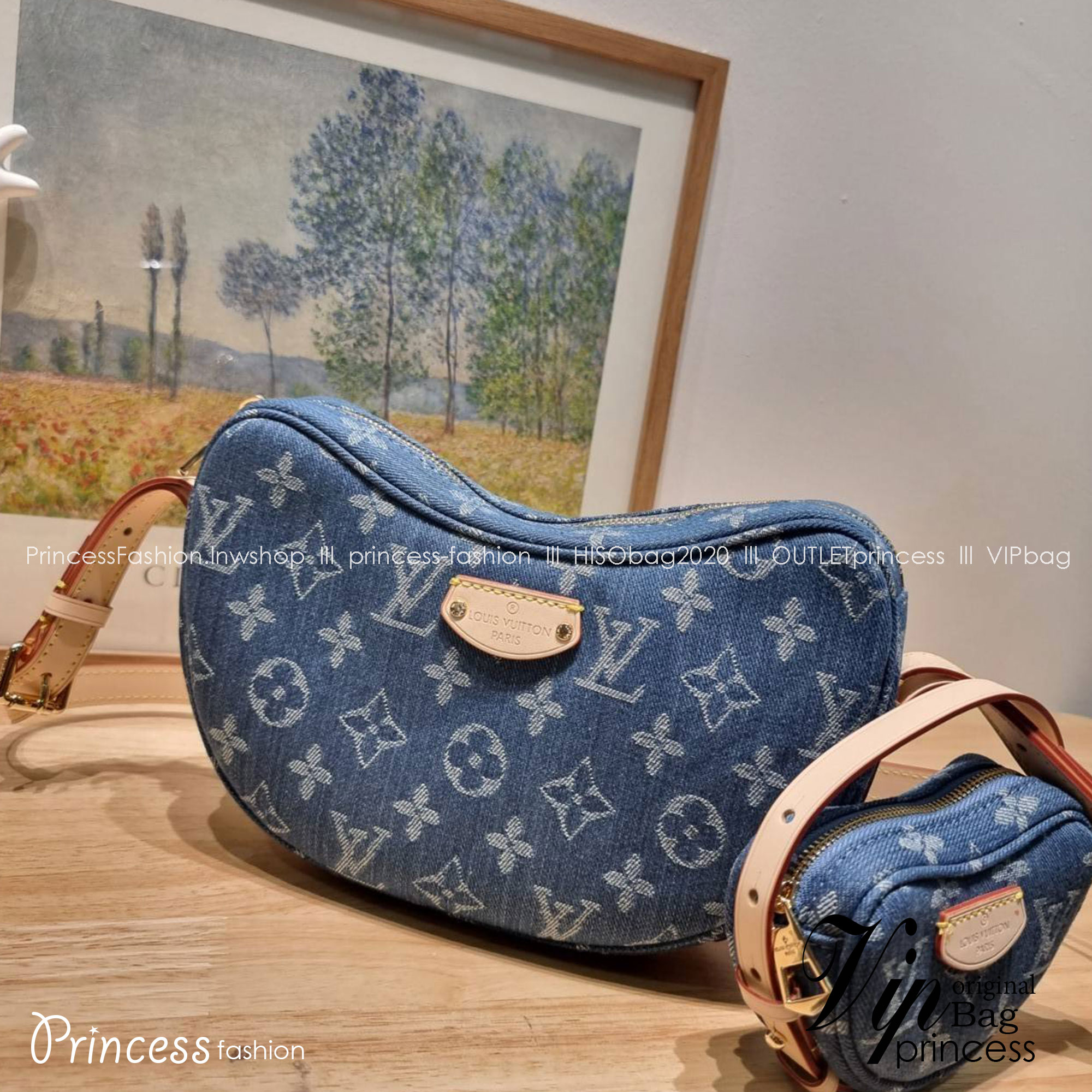 LV croissant denim bag กระเป๋าทรงครัวซองต์ ใหม่ล่าสุด สวยชิค ฉ่ำก่อนใคร ด้วยดีไซน์สุดเก๋แบบทำถึง เพิ่มดีเทลน่าใช้ด้วยใบลูก ที่แยกออกมาใช้ได้