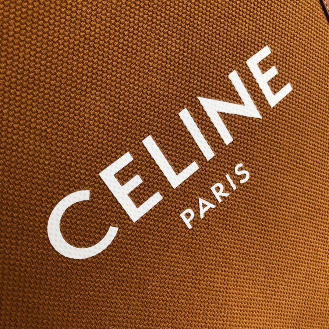 พรีเมี่ยมกิ๊ฟแท้ 100% 】พร้อมส่งที่ไทย!! ที่นี่ที่เดียว CELINE VERTICAL CABAS IN TEXTILE AND CALFSKIN TOTE BAG งานหนังแท้ ผ้าแคนวาสคุณภาพดี