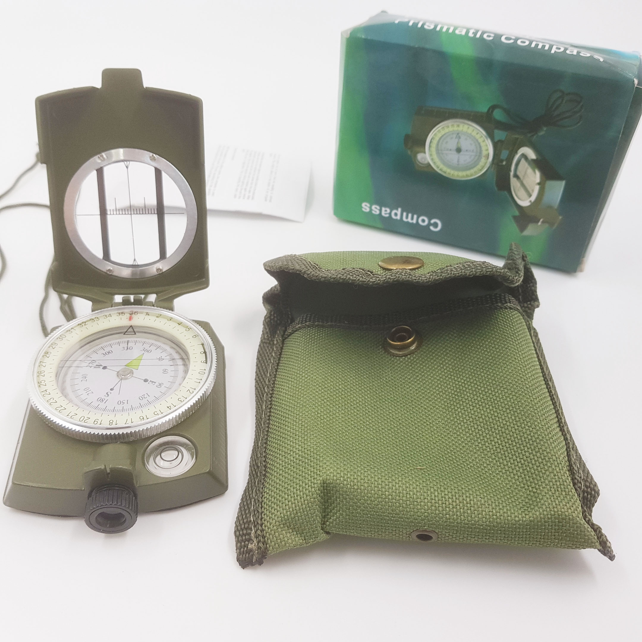เข็มทิศ แบบ prismatic compass ขนาดใหญ่แบบเหล็ก เข็มทิศสำหรับเดินป่าตั้งแคมป์