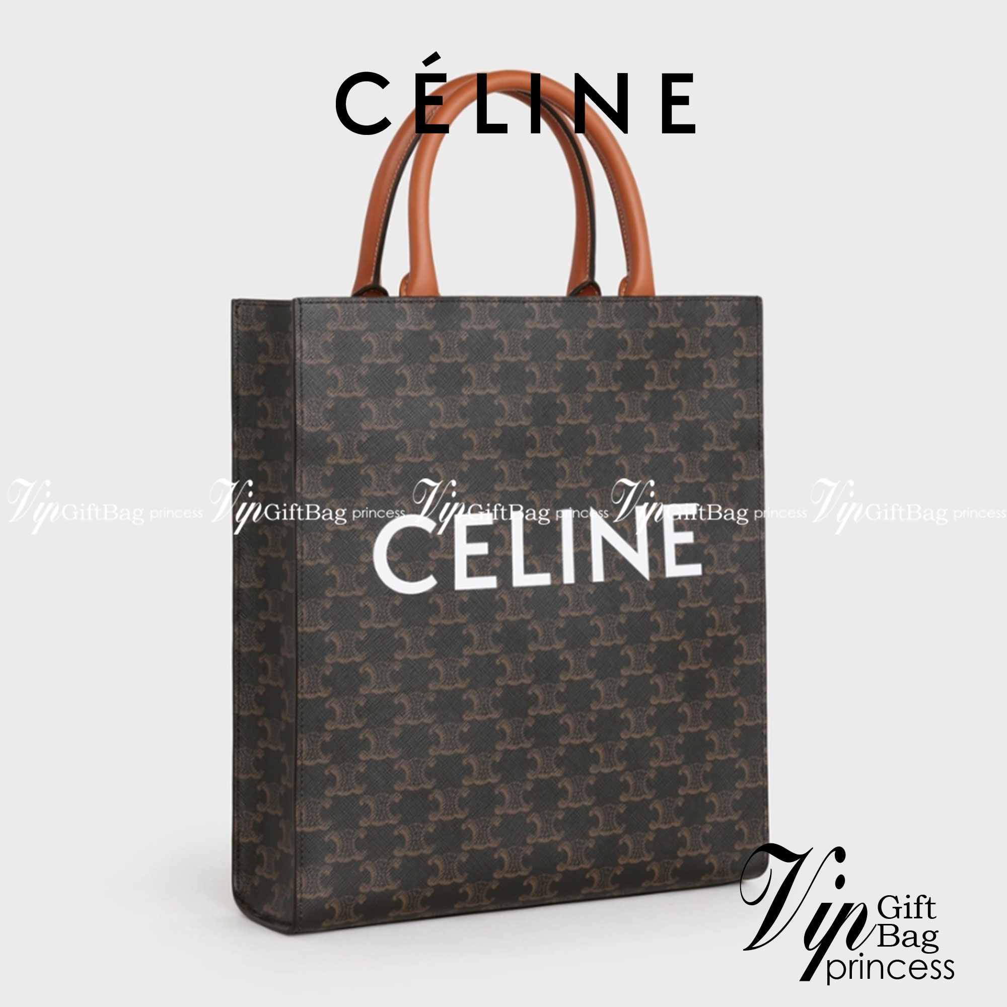 หนังแท้ CELINE SMALL CABAS VERTICAL IN TRIOMPHE CANVAS AND CALFSKIN / CELINE TOTE พร้อมส่งที่ไทย กระเป๋าโท้ททรงตั้ง CABAS TRIOMPHE งานหนังแท้ CALFSKIN ทั้งใบ พร้อมหูหิ้วสองข้างและสายสะพายหนังแบบถอดได้ ภาพสินค้าถ่ายจากงานขายจริง ใช้งานต่างประเทศได้