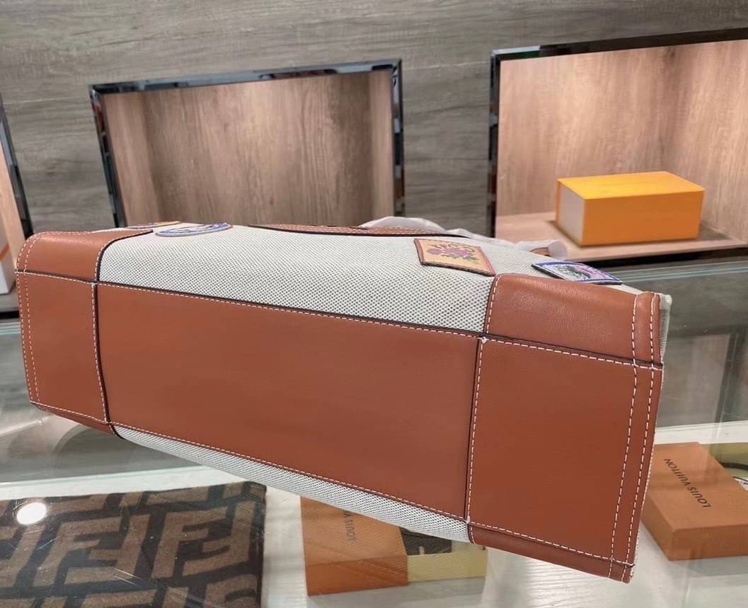 Tory Burch Canvas and Metallic Tote Bag 16”