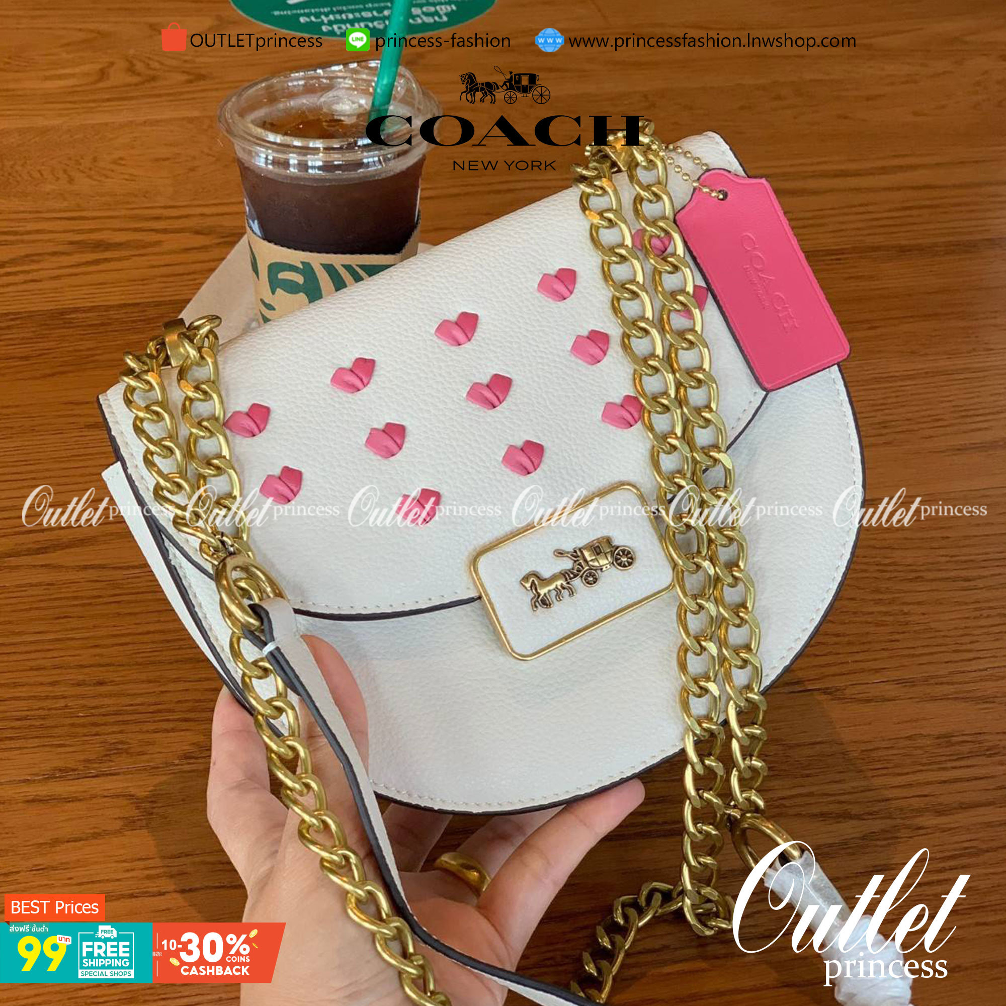 COACH ALIE SADDLE BAG JACQUARD IN SIGNATURE ((C4694//C3464)) พร้อมส่งที่ไทย รุ่นใหม่ล่าสุดค่ะ! กระเป๋าสะพายข้าง//ครอสบอดี้ร์//หรือทบสายคู่สะพายไหล่ได้ค่ะ วัสดุJacquard+หนังแท้ ได้สวยงามลงตัวมากๆ เปิดปิดกระเป๋าแบบกดล็อค มีอะไหล่โลโก้แบรนด์โดดเด่นปนคลาสสิค