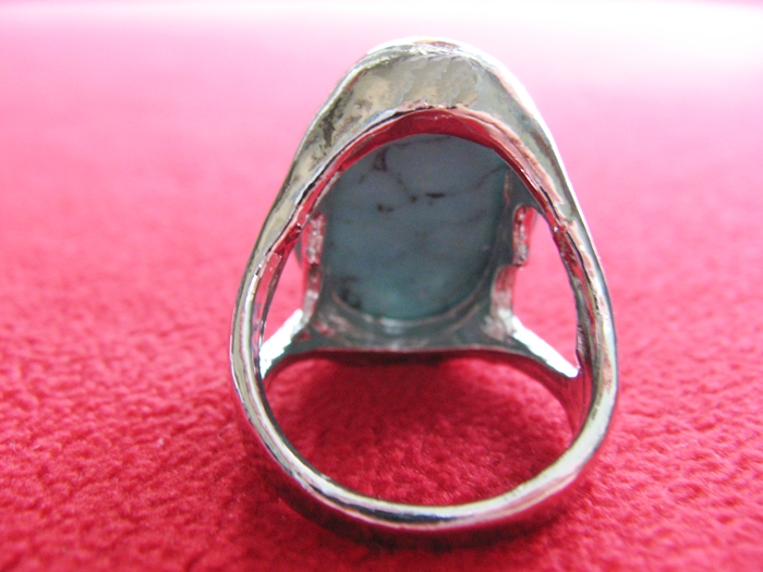 สินค้าหมดค่ะ แหวนหินเทอร์ควอยส์สีเขียว โรเดียมสีเงิน(มีโชค)แบบ5ค่ะ