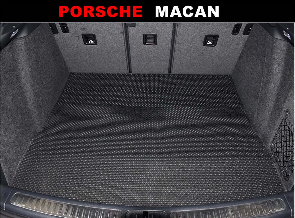 แผ่นปูท้ายรถ PORSCHE MACAN ลายกระดุมเล็กPVC สีดำ เข้ารูป ตรงรุ่นรถ