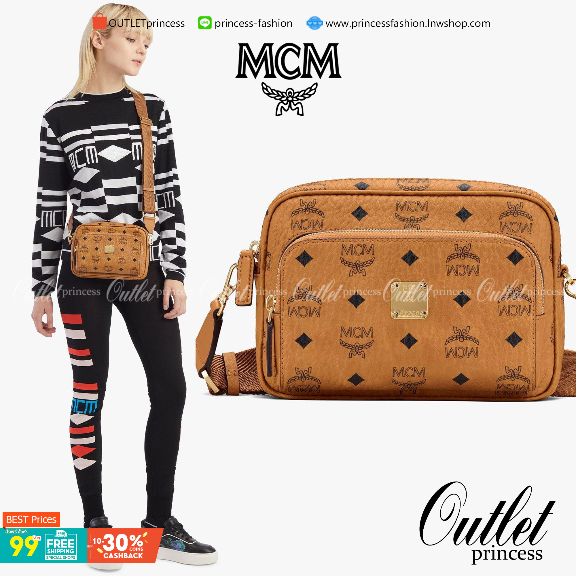 M.C.M KLASSIK CROSSBODY BAG สาวกเอ็มซีเอ็มต้องมีน้า!! หนุ่มๆเค้าสะพายกัน!! กระเป๋าสะพายข้างทรงครอสบอดี้ ที่ดาราใช้กันเพียบ!! รุ่นนี้หนุ่มๆสะพายหรือสาวๆก็สะพายได้น้า ขนาดกำลังดี วัสดุหนังแคนวาสคุณภาพดี มีช่องหลัก 2 ช่อง เปิด-ปิดด้วยซิป ด้านหลังมีช่องย่อยอี