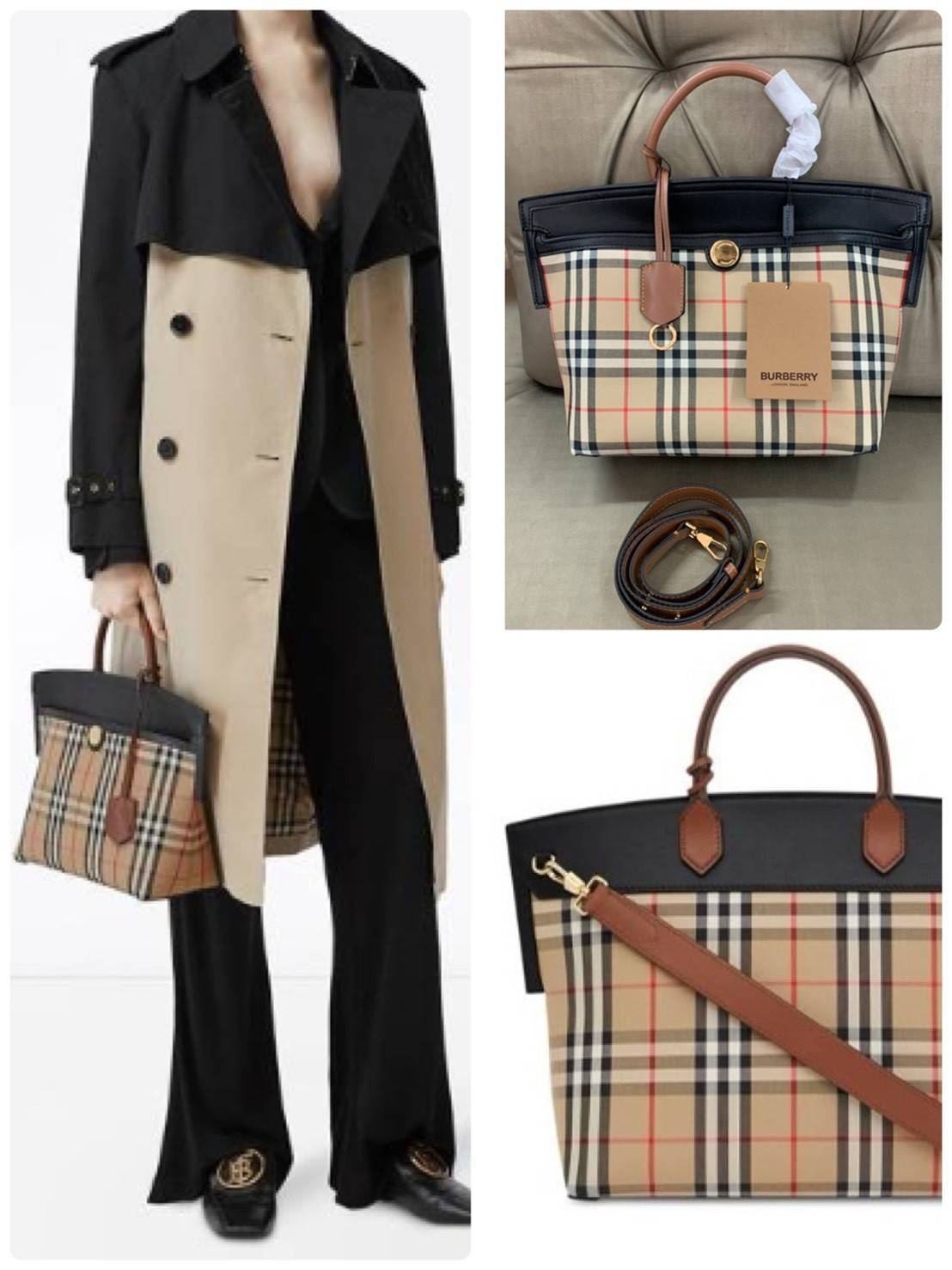 BURBERRY SMALL SOCIETY VINTAGE CHECK TOP HANDLE-NEUTRALS VIP GIFT WITH PURCHASE (GWP) พรีเมี่ยมกิ๊ฟ Limited Edition จาก Burberry กระเป๋าอเนกประสงค์ ที่มีความโดดเด่นด้วยสไตล์วินเทจ ลายSignature pattern งานสวยหรูดูดี ใบนี้เป็น Working Lifestyle สาวมั่นไม่คว