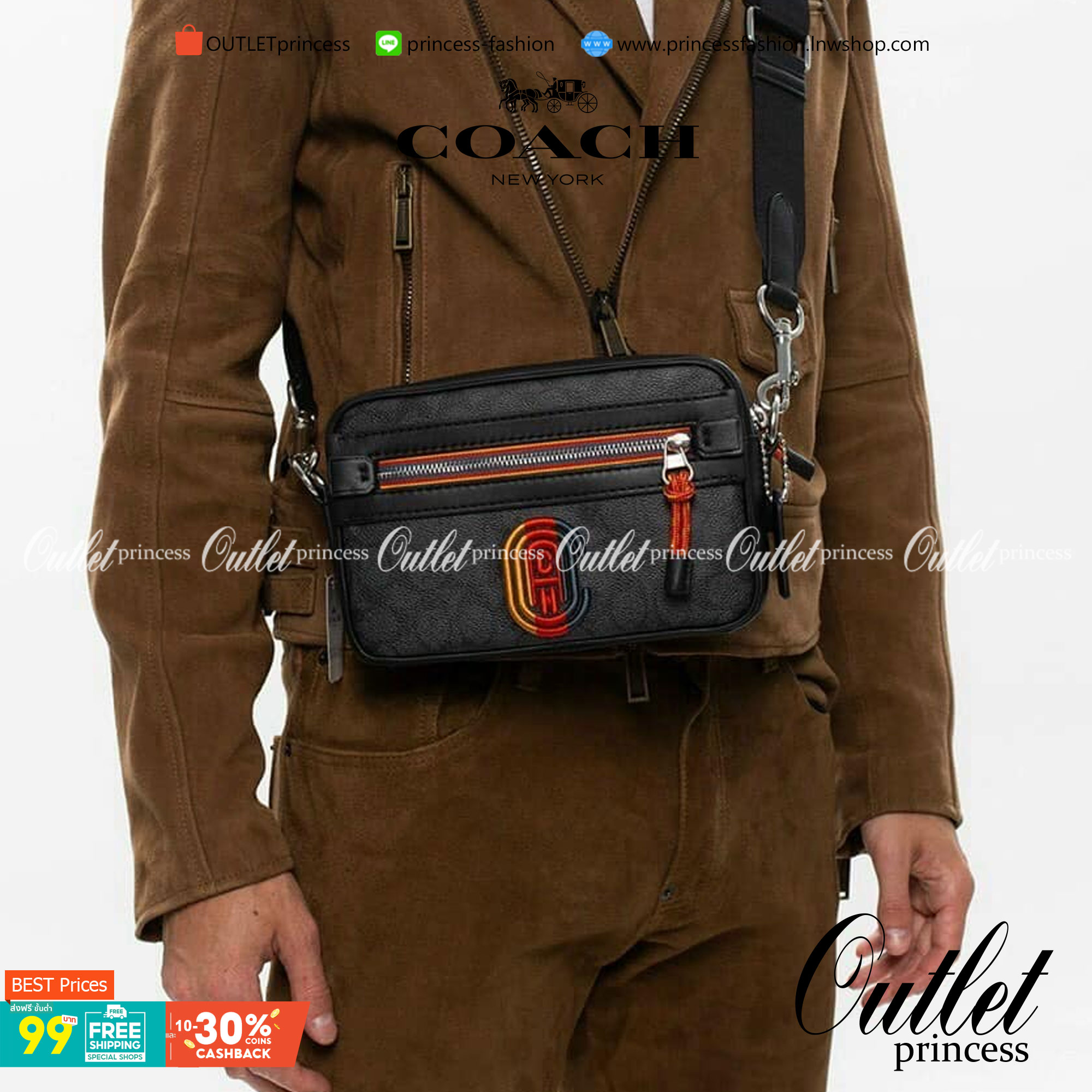 COACH ACADEMY CROSSBODY IN SIGNATURE WITH VARSITY ZIPPER ((768, 960)) พร้อมส่งที่ไทยอีกครั้ง! ได้ไปหลงรักแน่นอนค่ะ😘 กระเป๋าสะพายครอสบอดี้ร์ของคุณผู้ชาย((สาวหล่อใช้ก็สวยทีเดียว)) หนังแท้อย่างดี หนังนิ่มมือดีค่ะ