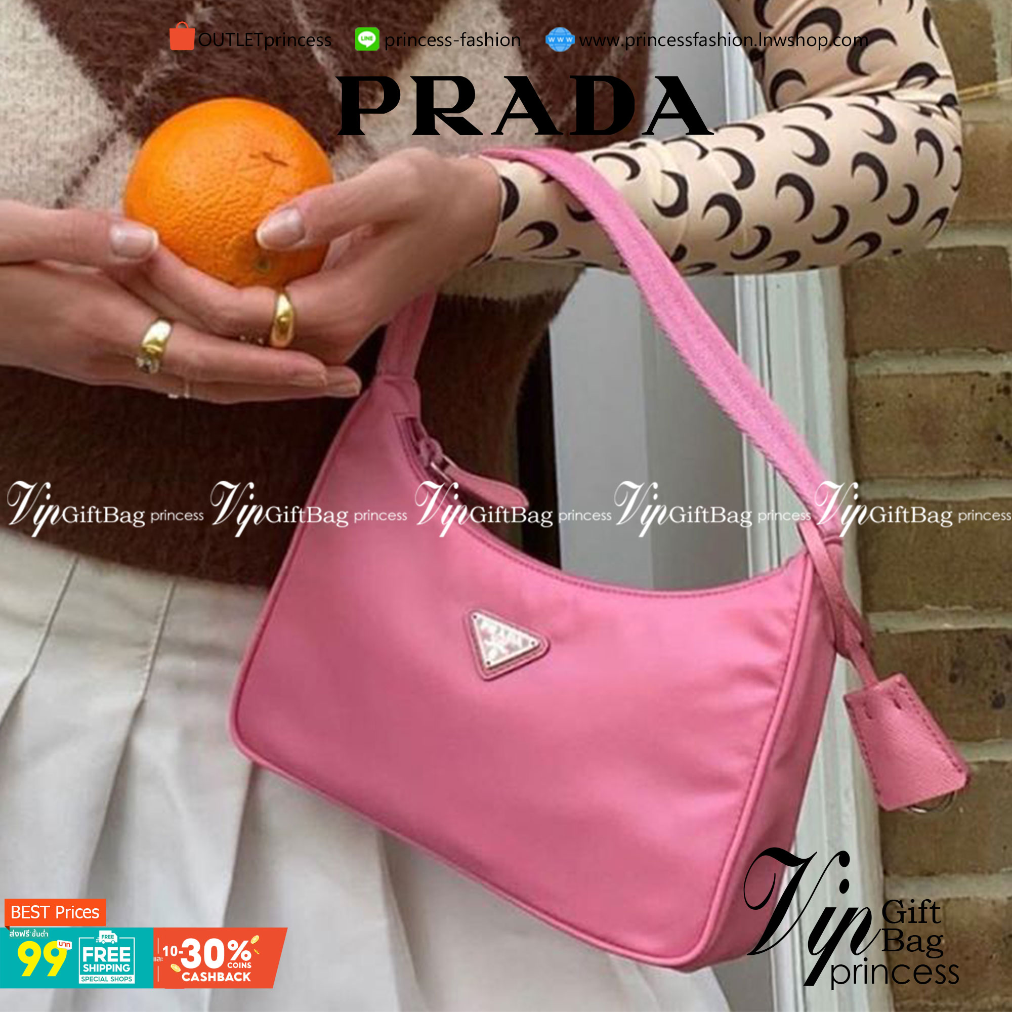 PRADA Nylon Mini Bag รุ่นใหม่แนะนำ!! พร้อมส่งครบ4สี รุ่นขายดีในตำนานค่ะ PRADA NYLON HANDBAGS ขนาดกะทัดรัด **อะไหล่เงิน วัสดุทำจากผ้าNylon อย่างหนา อยู่ทรง กันน้ำได้ หายห่วงคะ ด้านหน้ามีโลโก้แบรนด์ เปิดปิดด้วยซิป มาพร้อมสายผ้า ไม่สามา