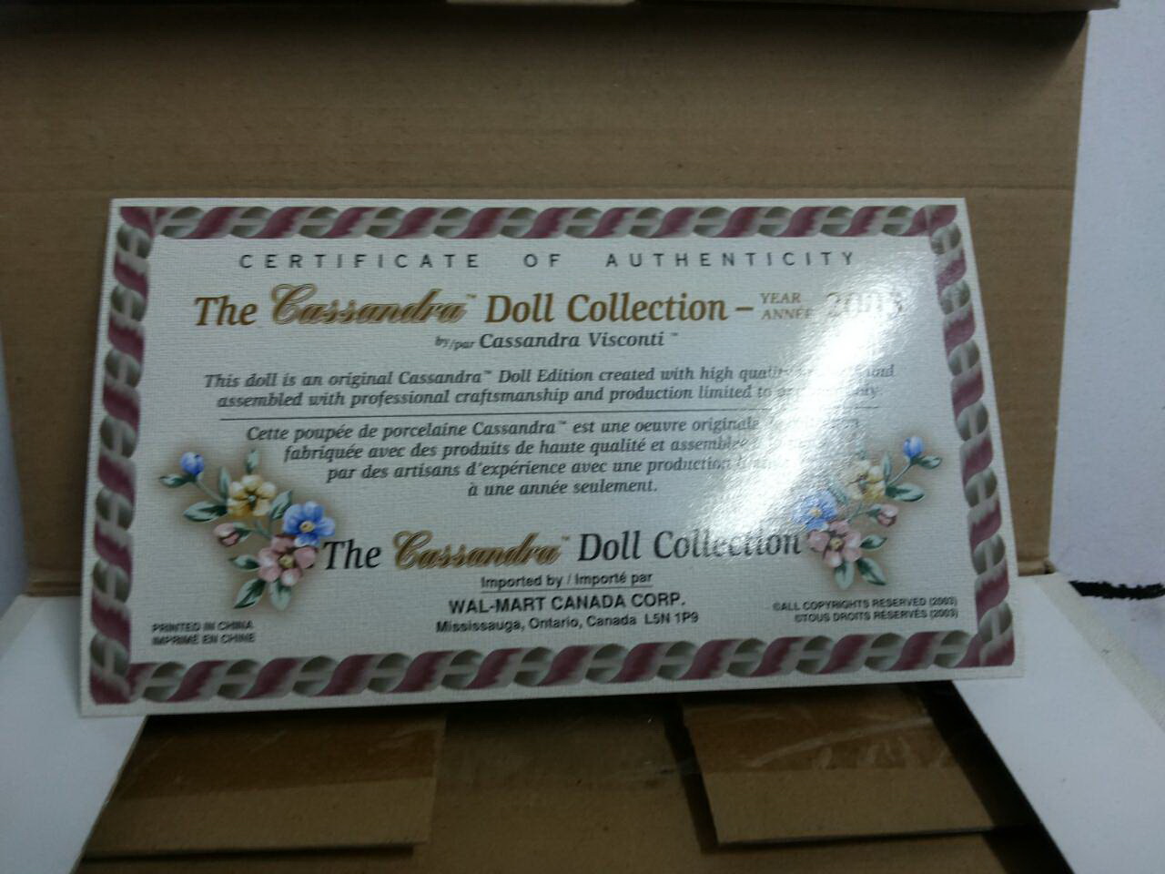 CASSANDRA VISCONTI porcelain doll YEAR 2005 Edition 16 "