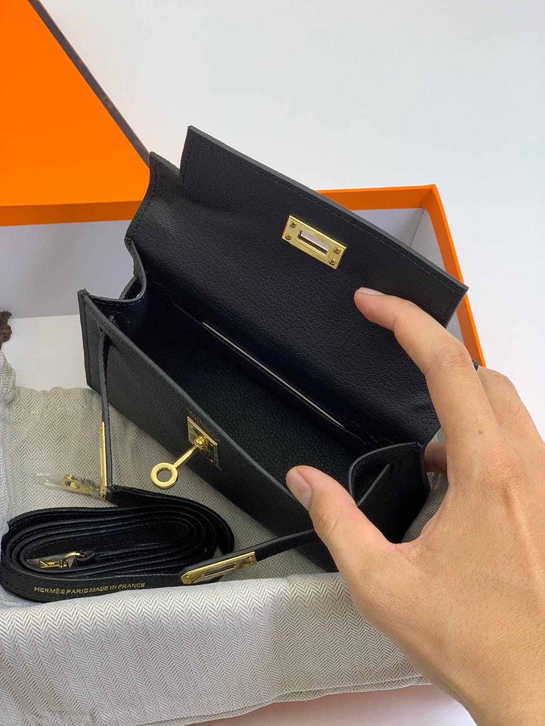 VIP หนังแท้ 】HERMES KELLY 20 MINI SELLIER GOLD EPSOM GOLD HARDWARE