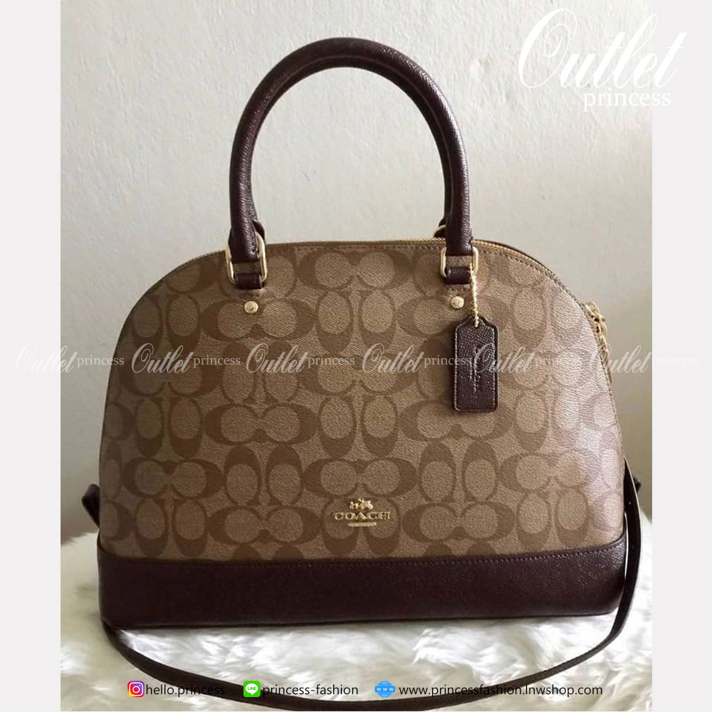 Coach ทรงโดมใหญ่ size 13” SIERRA SATCHEL IN SIGNATURE COACH IMITATION GOLD/BROWN
