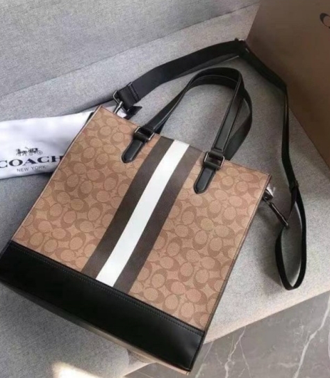 COACH GRAHAM STRUCTURED TOTE IN SIGNATURE CANVAS WITH VARSITY STRIPE C3232
