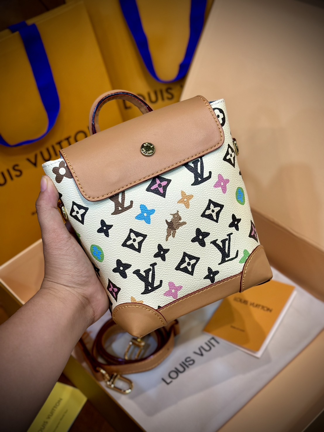 LV Nano Steamer Bag Monogram Craggy กระเป๋าสะพายดีไซส์วินเทจลายใหม่ สวยงามหรูหรา โดดเด่นสะดุดตาเป็นเอกลักษณ์ เกรดออริ
