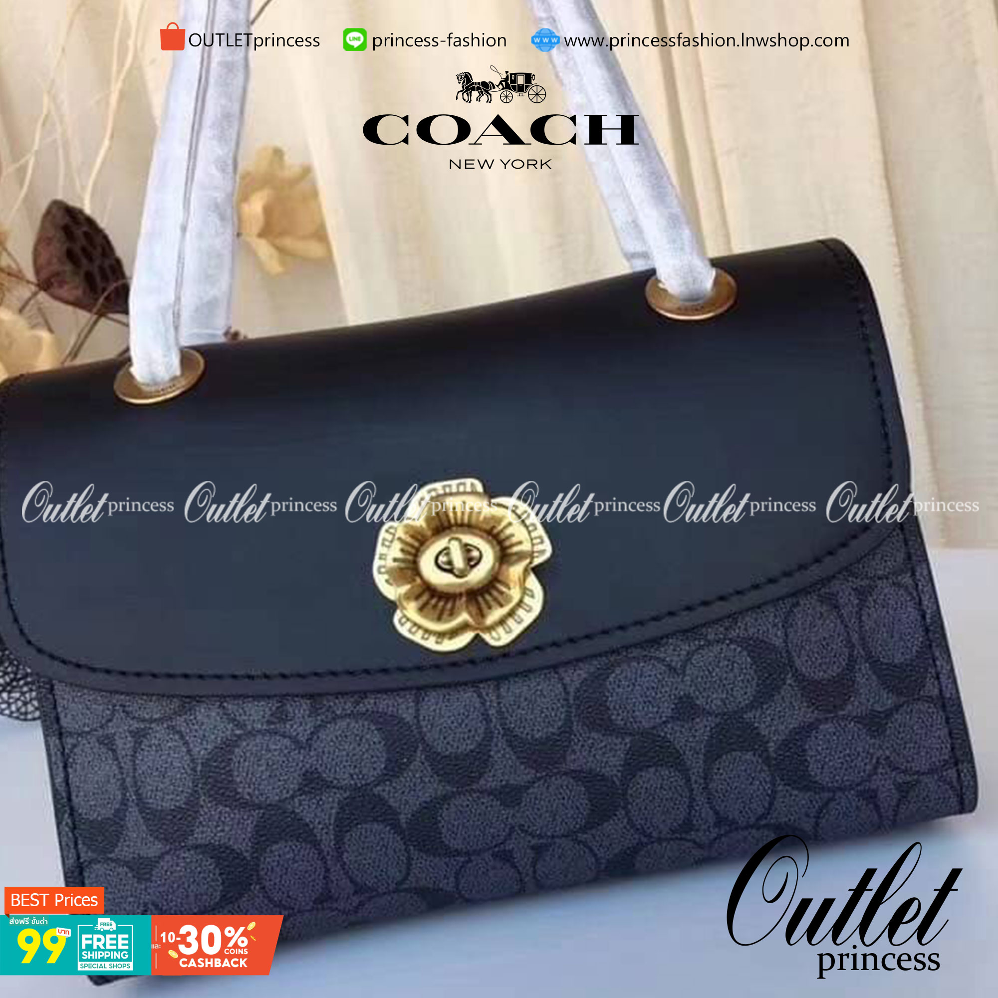 Coach Parker In Signature Canvas With Tea Rose