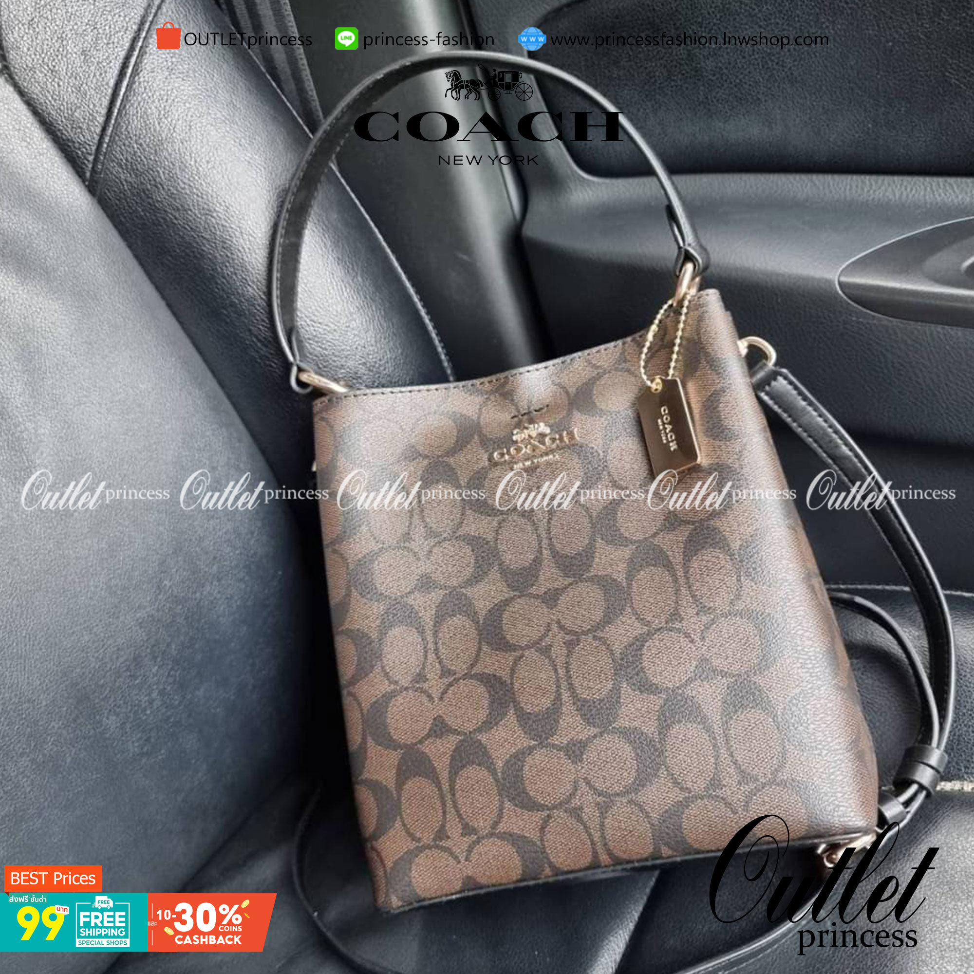 COACH 2312 SMALL TOWN BUCKET BAG IN SIGNATURE CANVAS รุ่นยอดนิยมใบเล็กมาครบสีแล้วจ้า กระเป๋าทรงบัคเก็ต สีผู้ดี๊ผู้ดี ตัวกระเป๋าดีไซน์คลาสสิคลายซี ดูโดดเด่น วัสดุหนังแคนวาสเคลือบลาย สวยคมทุกมุมจริงๆ!! เปิด-ปิดด้วยกระดุมแม่เหล็กทั้ง 2 ฝั่ง ภายในเป็นช่องโล่ง