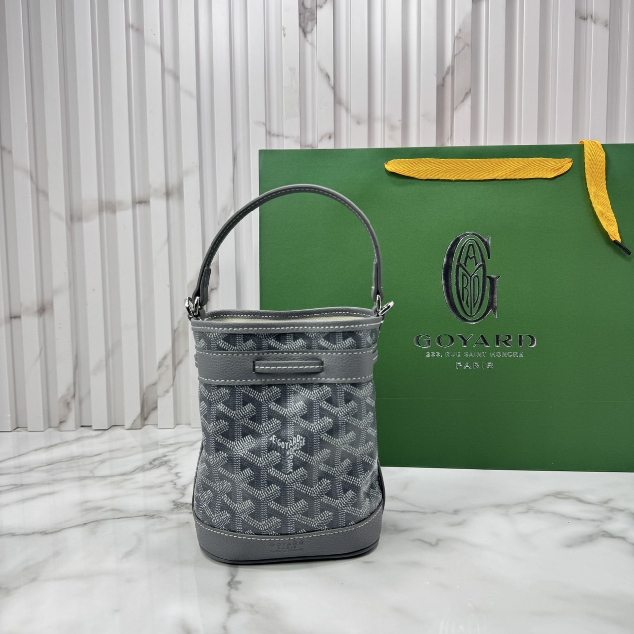RI หนังแท้ | Goyard Petit Flot Mini bucket bag กระเป๋าสะพายทรงบัคเก็ต ไซส์มินิ ดูผู้ดีในตัว วัสดุหนังแคนวาสพิมพ์ลายสวยคม