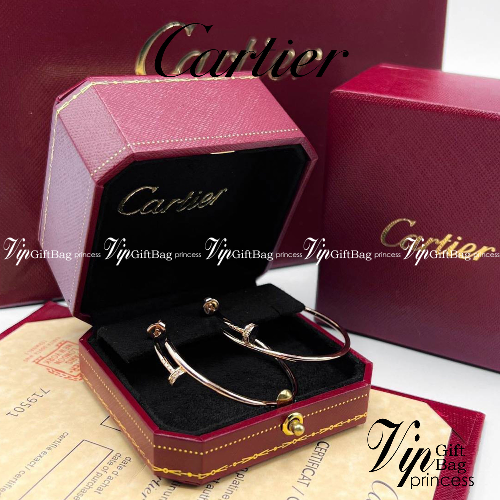 Cartier JUSTE UN CLOU EARRINGS ต่างหูตะปูคาเทียร์ ห่วงใหญ่หัวเพชร เกรดออริจินิล ปั้มทุกจุด วัสดุคุณภาพดี ไม่ลอกไม่ดำ พร้อมกล่องหนาตามแบบปั้มลายแบรนด์ ภาพสินค้าถ่ายจากงานขายจริง ใช้งานต่างประเทศได้