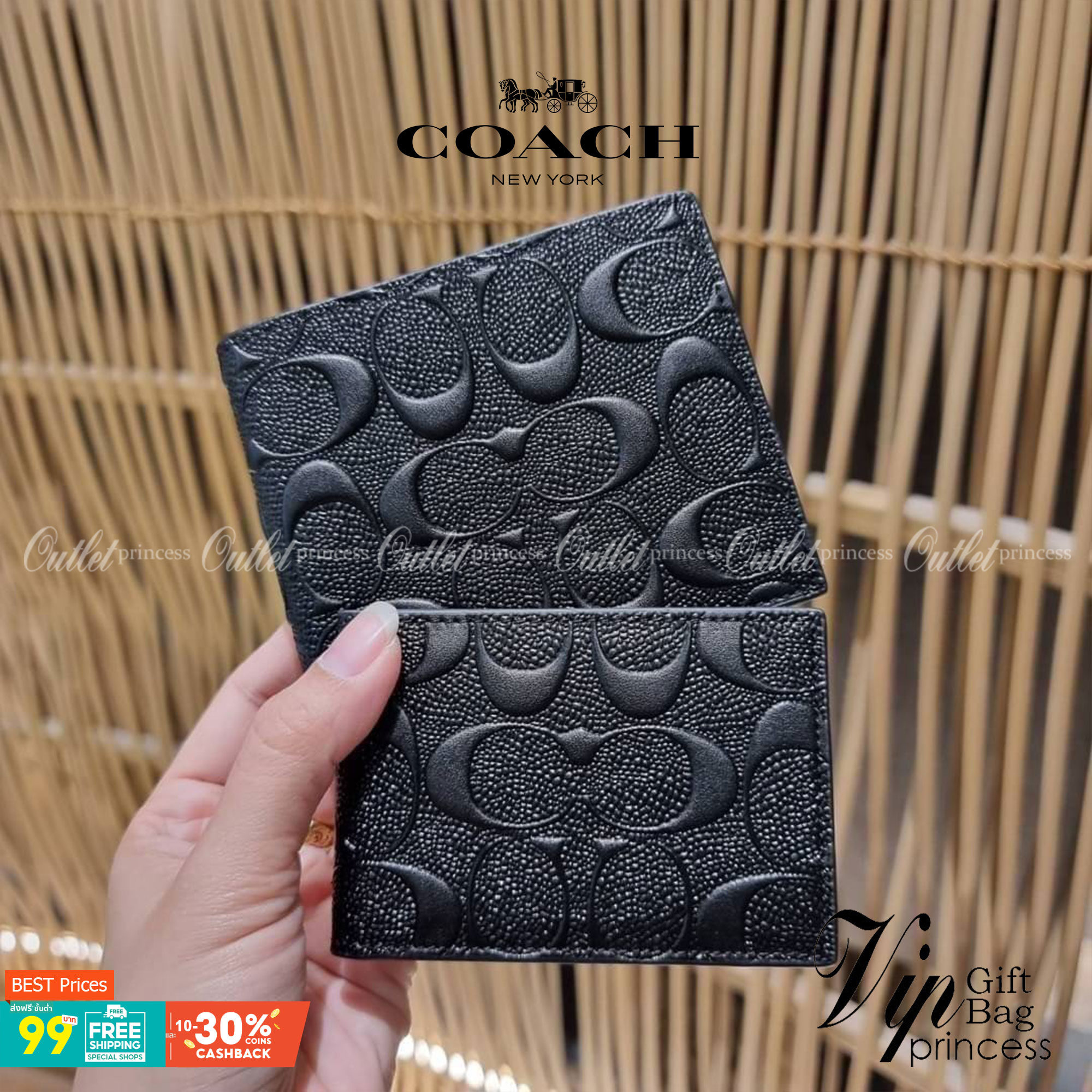 COACH 75371 COMPACT ID WALLET IN SIGNATURE CROSSGRAIN LEATHER กระเป๋าสตางค์ผู้ชาย ลาย c นูนเต็มใบ หนัง crossgrain อีกรุ่นที่ยอดขายไม่เคยตก 🤑🤑 ใบจริงดูผู้ดี ดูแพง!! ภายในมีช่องใส่บัตรได้เยอะ ใส่ธนบัตรได้ทุกใบ ซื้อให้คุณหนุ่มๆรับรองประทับใจไ