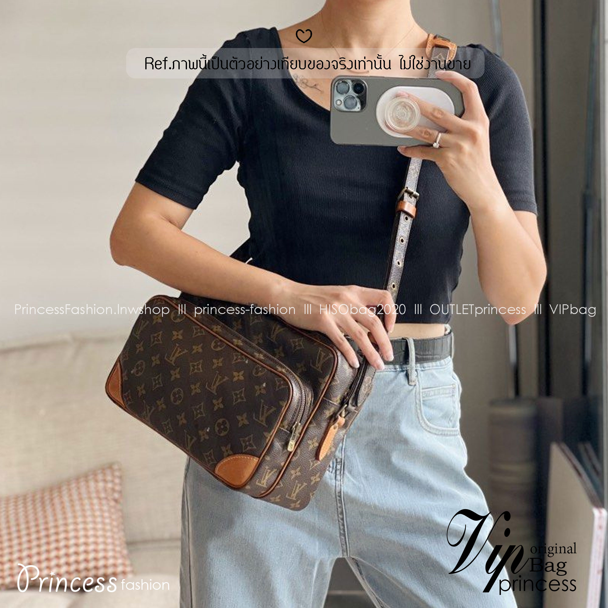 LV Nile Crossbody Monogram Canvas Bag กระเป๋าทรงแมสเซ็นเจอร์วินเทจใบใหญ่ unisex bag ใช้ได้ทั้งชายหญิง จุของได้เยอะ พิมพ์ลายโมโนแกรมคมชัดสวยงาม