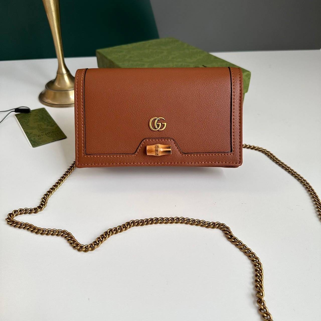 Gucci Diana mini bag with bamboo เกรดออริจินอล Gucci wallet on chain กระเป๋ามินิกุชชี่พร้อมสายโซ่ ภาพถ่ายจากงานขายจริง ใช้งานต่างประเทศได้
