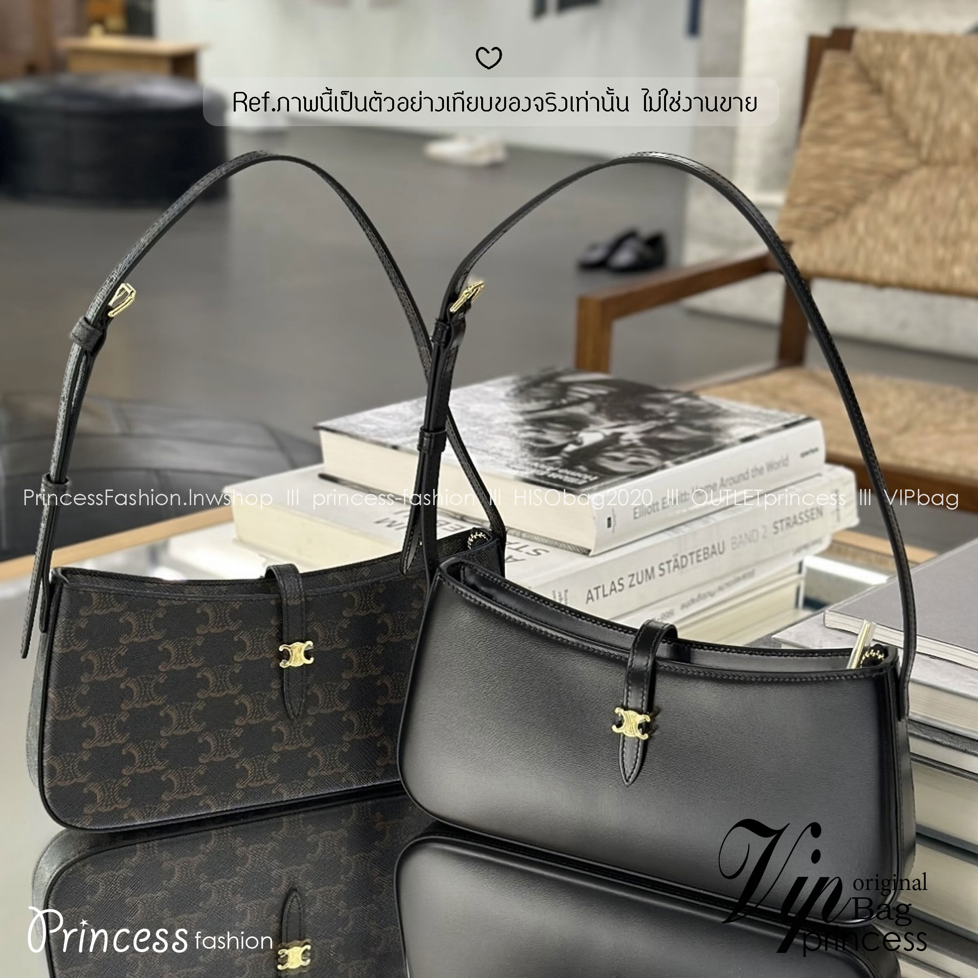 ORI หนังแท้ | CELINE TINA SHOULDER BAG IN Triomphe canvas กระเป๋าสะพายไหล่ทรงพอช ดีไซน์ใหม่ก่อนใคร เรียบง่ายหรูหราลงตัว สไตล์วินเทจลัคชูดูแพงสุดๆ ใช้งานได้หลากหลายโอกาส ขนาดกำลังดีพาพาสะดวก