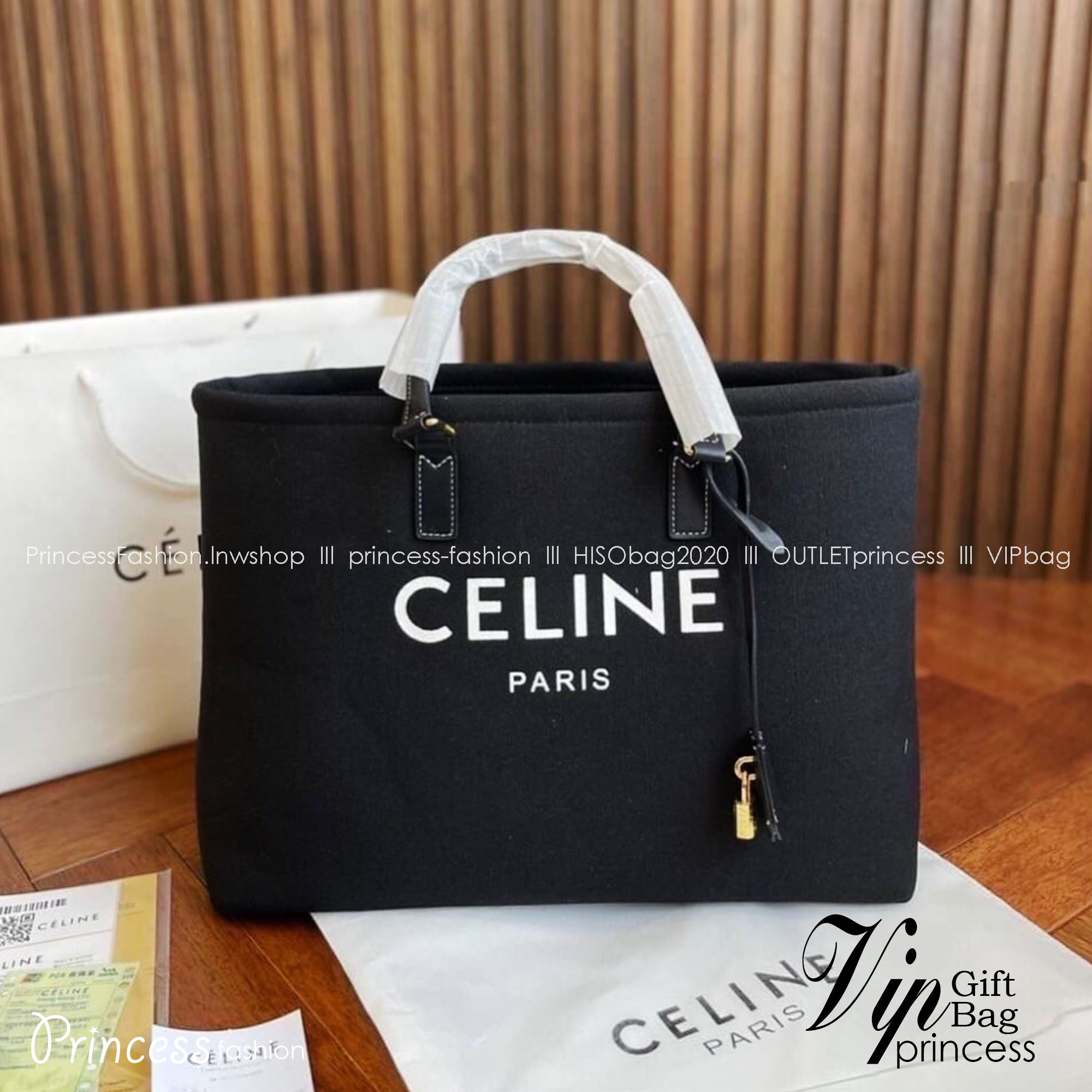 CELINE TOTE BAG / Celine Horizontal Cabas in Canvas with Celine print and calfskin 16" ไอเท็มสุดคิ้วท์ งานผ้าแคนวาสทรงชอปปิ้ง ตะเข็บสวย ปั๊มอะไหล่ ดีไซน์ทรง Shopping