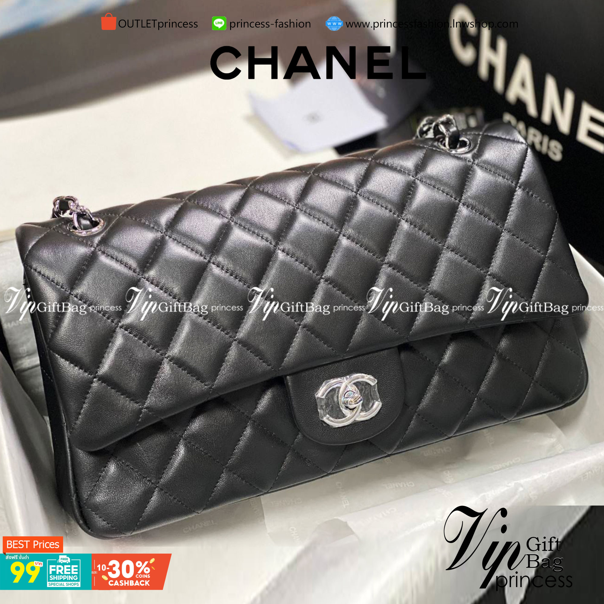 CHANEL LARGE CLASSIC JUMBO HANDBAG 30cm พร้อมส่งที่ไทย Lambskin & Grained Calfskin