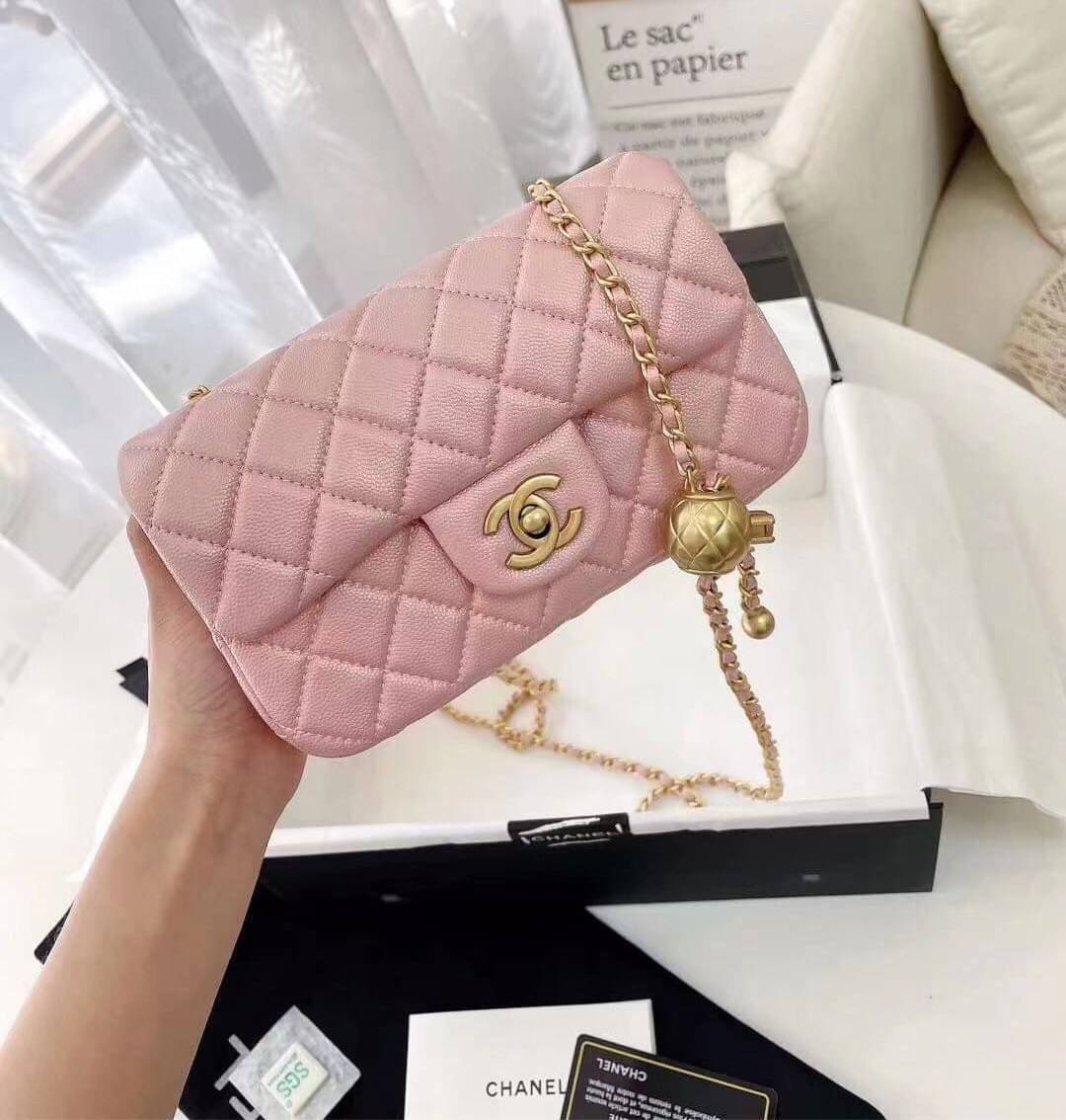 CHANEL MINI FLAP BAG CAVIAR Leather GOLD tone hardware พร้อมส่ง 5 สี