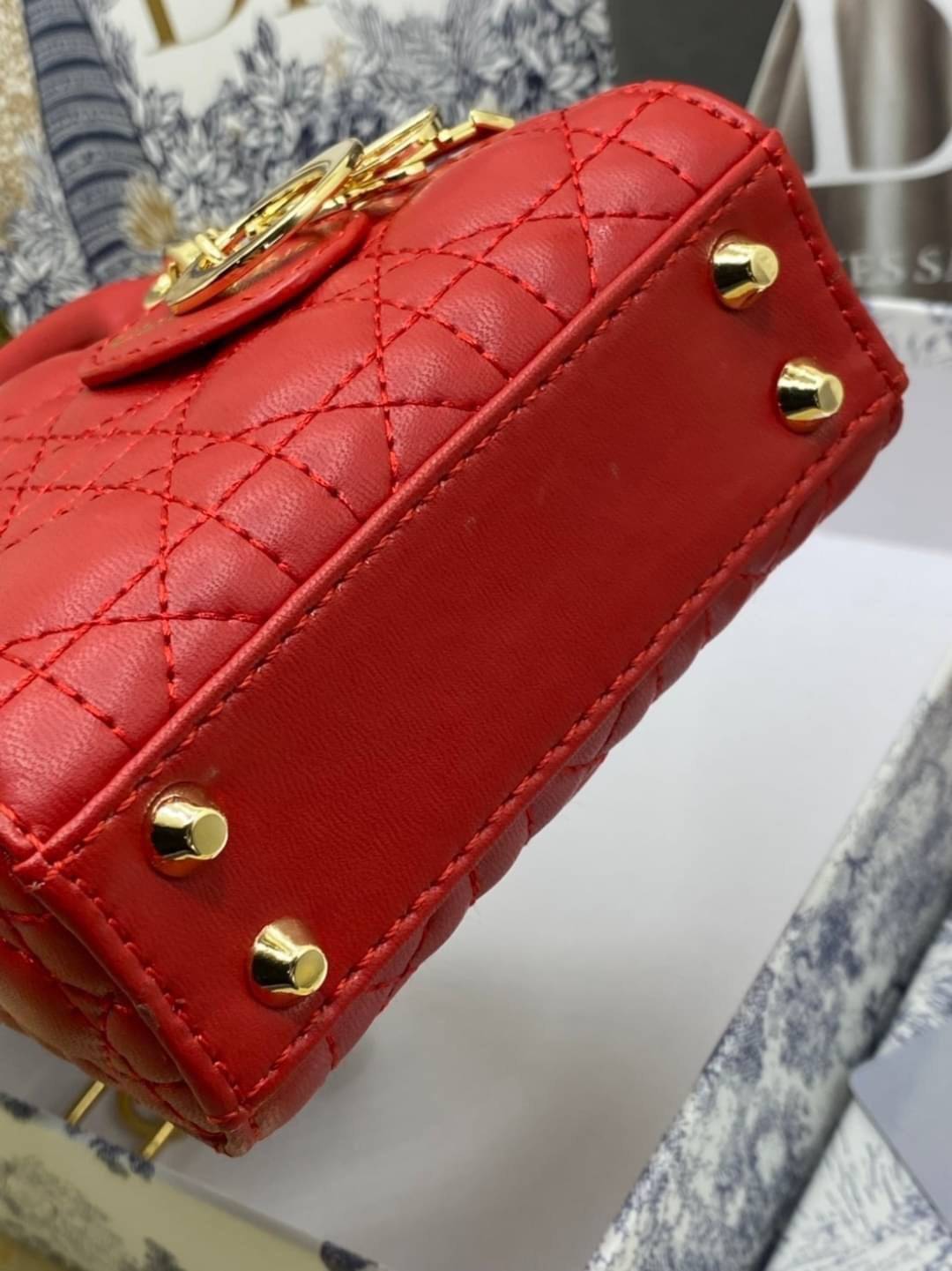 VIP 】หนังแท้ CHRISTIAN DIOR MICRO LADY DIOR BAG Cannage Lambskin