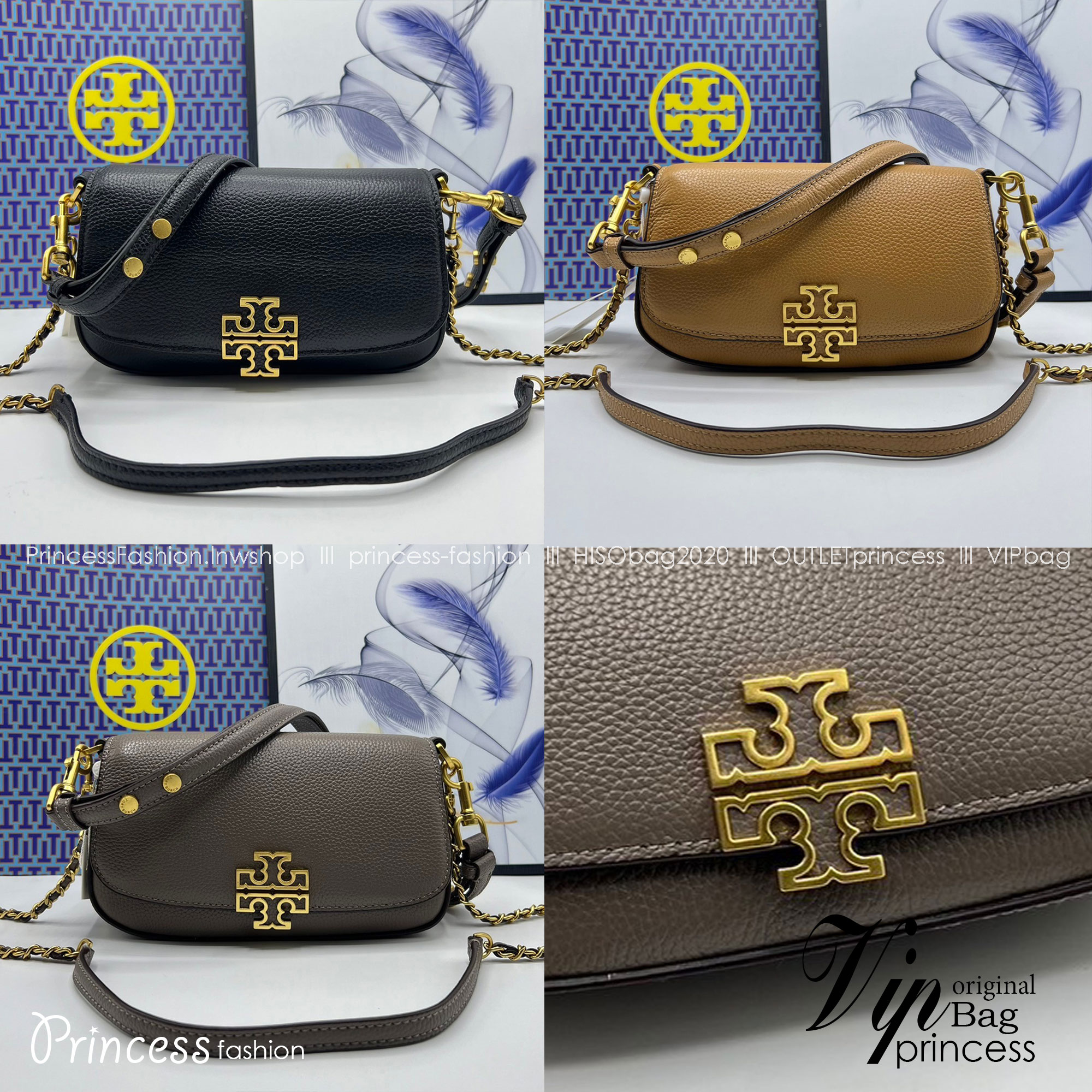 Tory Burch Britten Convertible Crossbody Bag กระเป๋าสะพายดีไซน์เรียบหรู เกรดออริ สลับแท้ 1:1 ใช้งานต่างประเทศได้