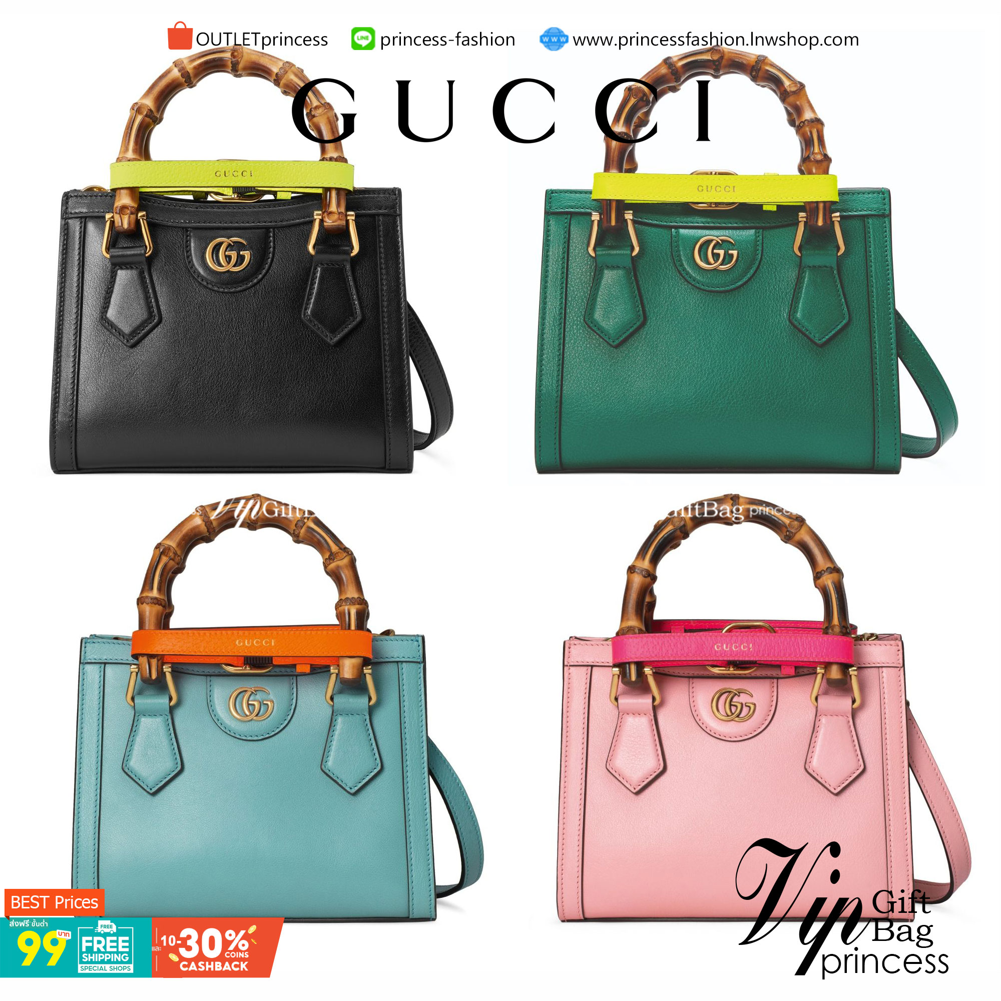 VIP GIFT 】หนังแท้ GUCCI Diana mini tote bag กระเป๋างานหูไม้ไผ่สุดคลาสสิก ดีไซน์มาใหม่พร้อมเข็ดขัดหนังสีสะท้อนแสงประดับตรงหูกระเป๋า ขนาดมินิกำลังน่ารักเลยค่ะ วัสดุหนังแท้ อะไหล่ทอง งานสวยตั้งอยู่ทรง มีสายสะพายยาว 1เส้น สามารถปรับระดับได้-ถอดได้ งานเก๋ไก๋ที