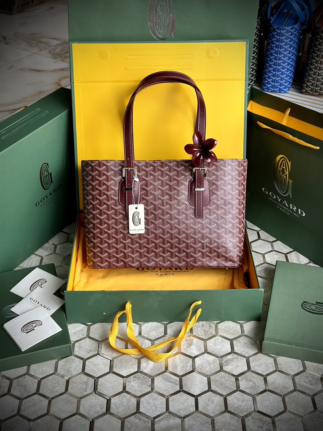 GOYARD Goyardine Sac Marie Galante MM / GOYARD Tote Bag กระเป๋าทรงโท้ทจุของได้เยอะ งานสวยเนี๊ยบ เกรดออริ สลับแท้ 1:1 ใช้ต่างประเทศได้