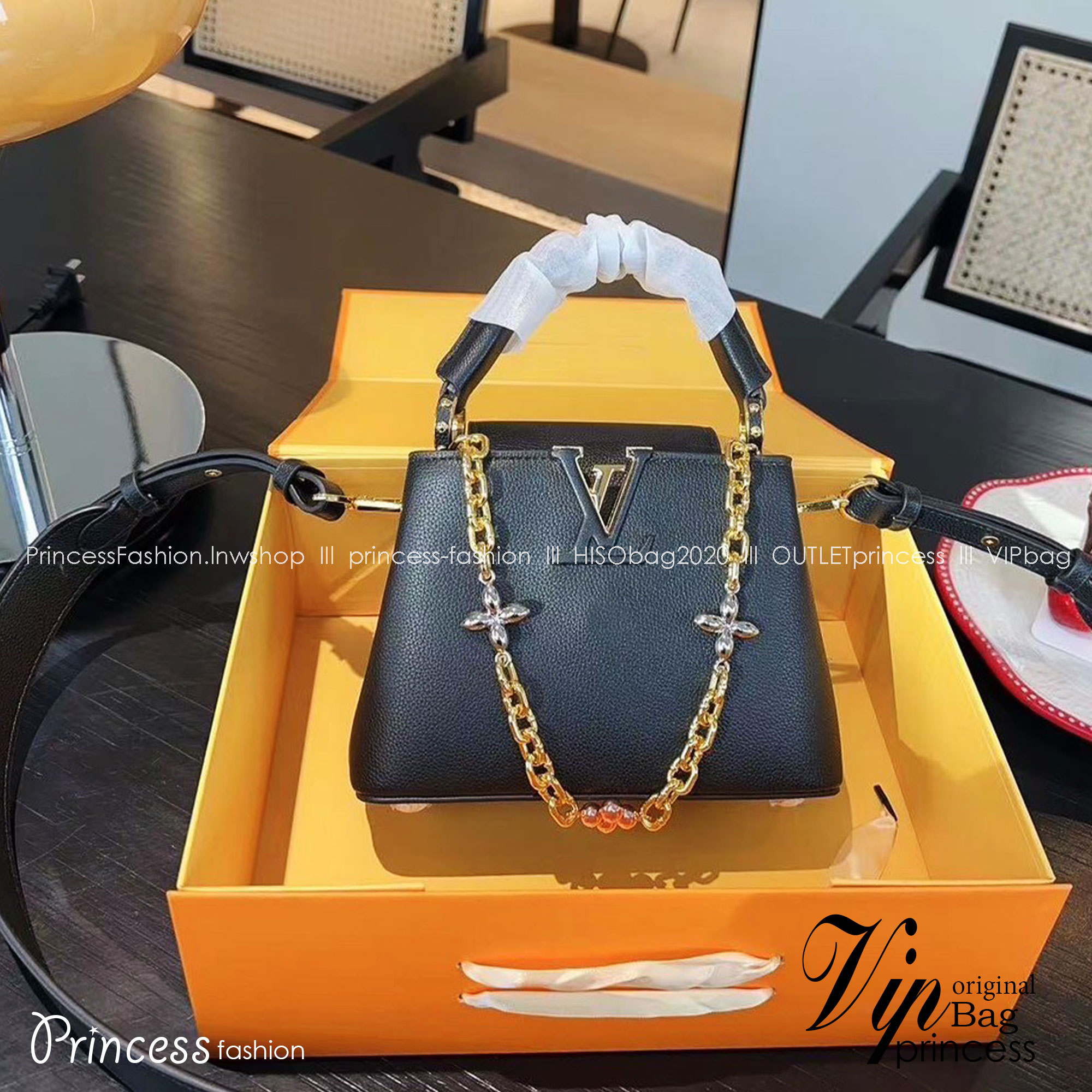 LV Capucines BB top handle / LV BAG พร้อมส่ง 6 สี ที่สุดของความสวยในราคาเบาๆ กระเป๋าถือสุดหรู ดีไซน์ทรงคลาสสิค พร้อมสายโซ่อะไหล่ทองหรูหรา