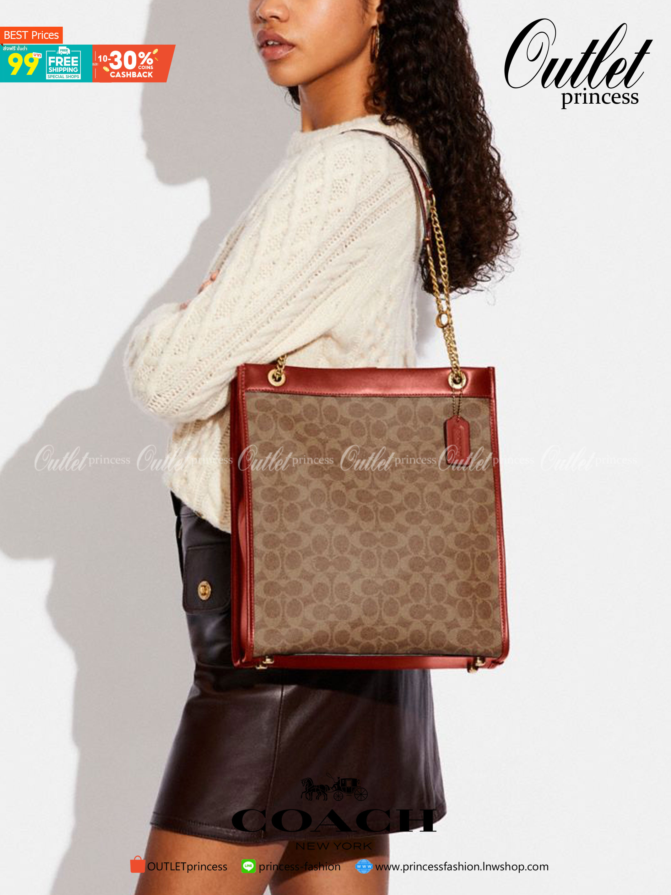 LIMITED EDITION 📣รุ่นใหม่ล่าสุด ยังไม่มีในช๊อปไทยจ้าา❗️ COACH CHAIN CASHIN TOTE ((C6338//C6620)) พร้อมส่ง สินค้าเข้าใหม่ ห้ามพลาดค่าา! กระเป๋าทรงTote สูง สามารถใส่เอกสาร//A4 ได้ วัสดุหนังแท้นิ่ม น้ำหนักเบาค่ะ 🔺จุดเด่นของรุ่นคือสายสะ