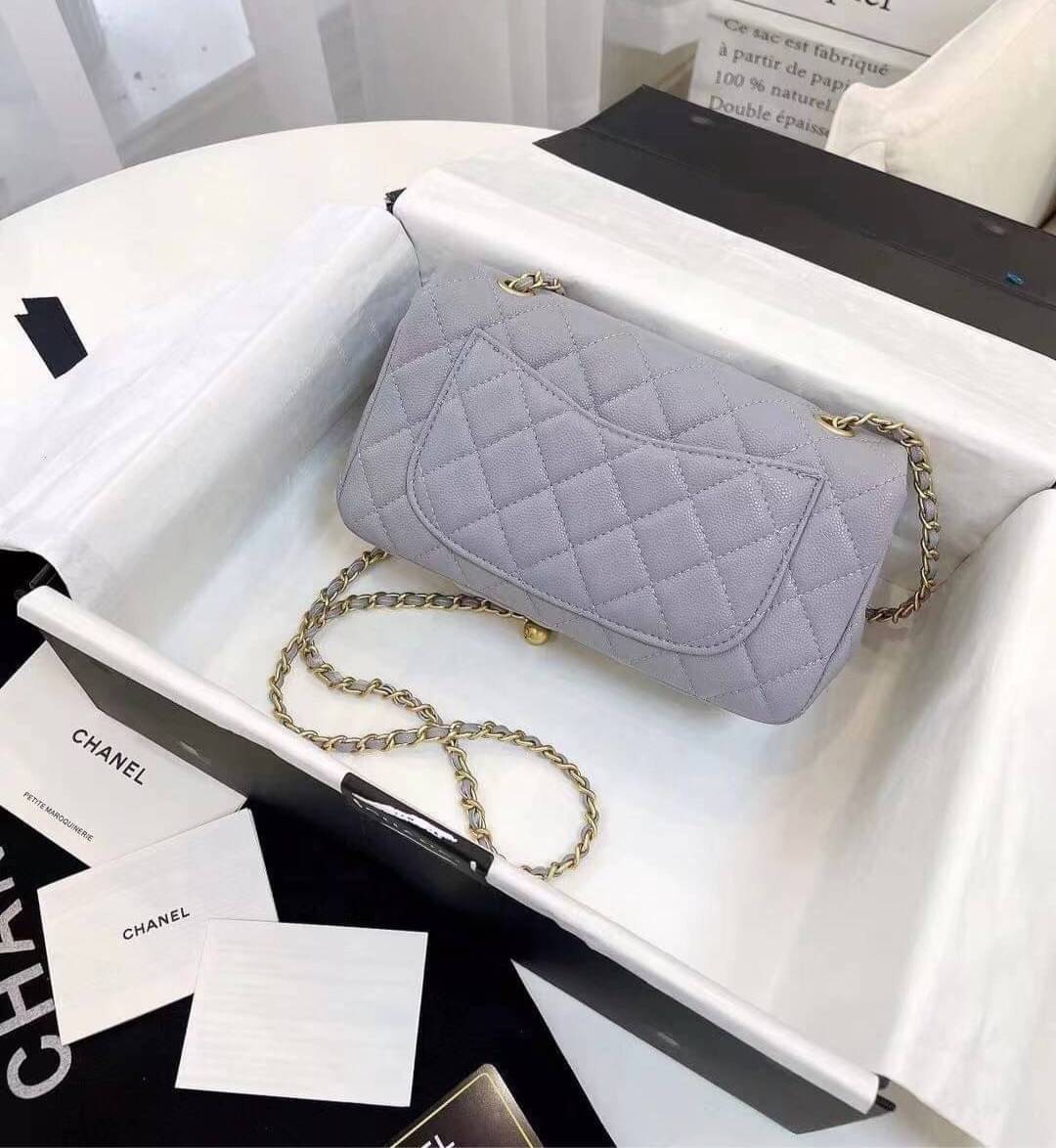 CHANEL MINI FLAP BAG CAVIAR Leather GOLD tone hardware พร้อมส่ง 5 สี