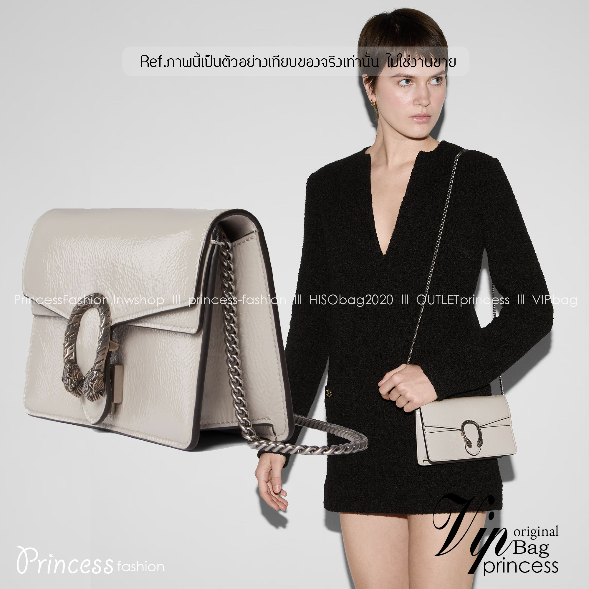 GUCCI DIONYSUS SUPER MINI BAG Patent Leather กระเป๋าสะพายหนังแก้ว เกรดออริ สลับแท้ 1:1 ใช้งานต่างประเทศได้