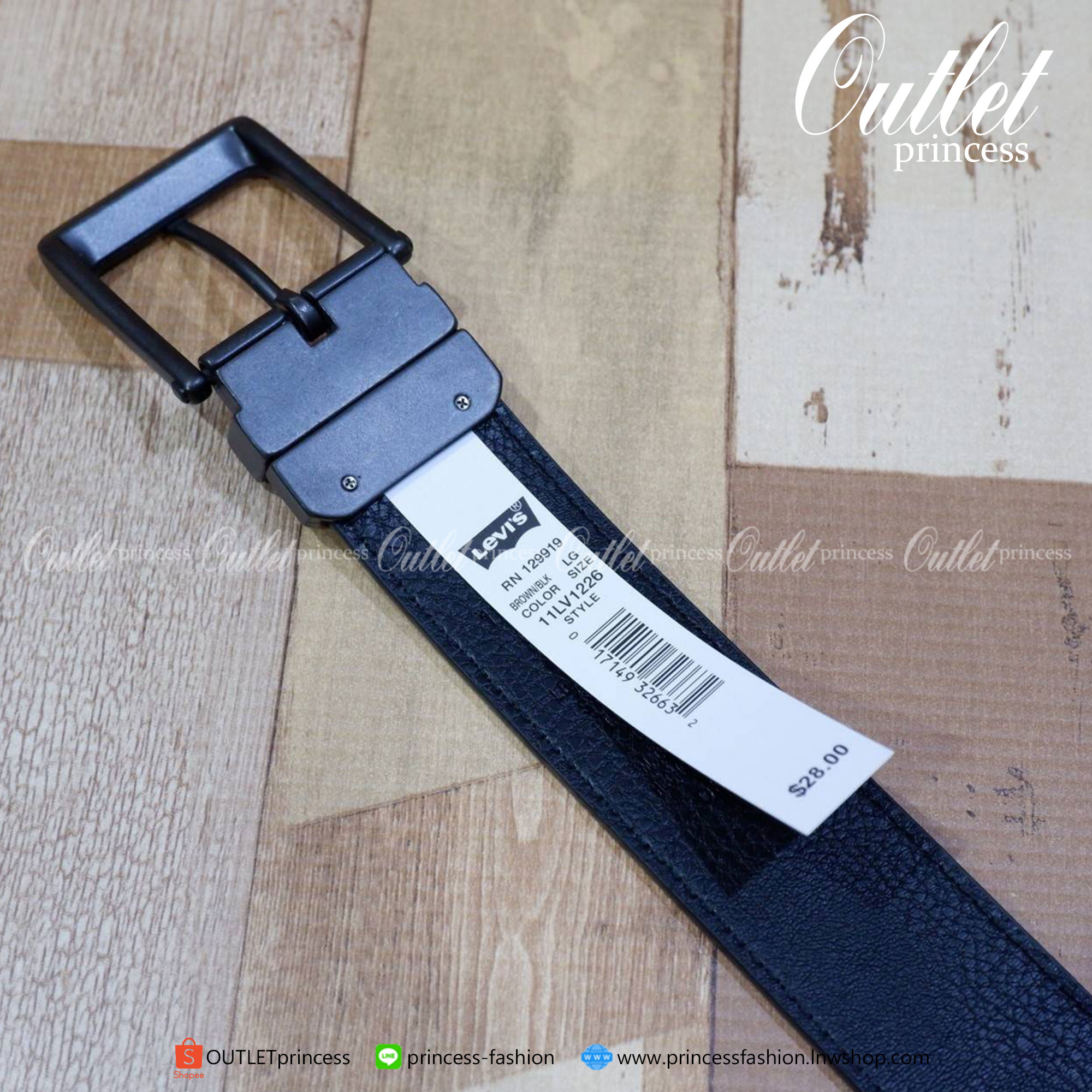 ของแท้ 100% set กระเป๋าสตางค์+เข็มขัด Levi's พร้อมกล่องกระดาษแบรนด์+ถุงกระดาษแบรนด์+หมุดเจาะรูเข็มขัด