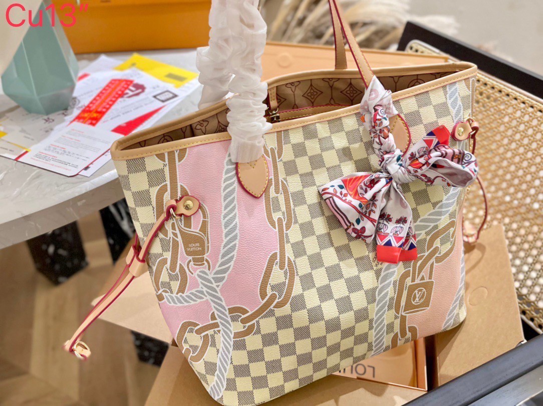 LV Neverfull MM Damier Azur คอลเล็คชั่น Spring Nautical / LV 2IN1 TOTE SET WITH NAUTICAL PRINT ดีไซน์ใหม่ต้อนรับฤดูร้อน กับกระเป๋าสะพายไหล่ใบใหญ่ทรง tote มาพร้อมใบลูก คลาสสิคที่สุด