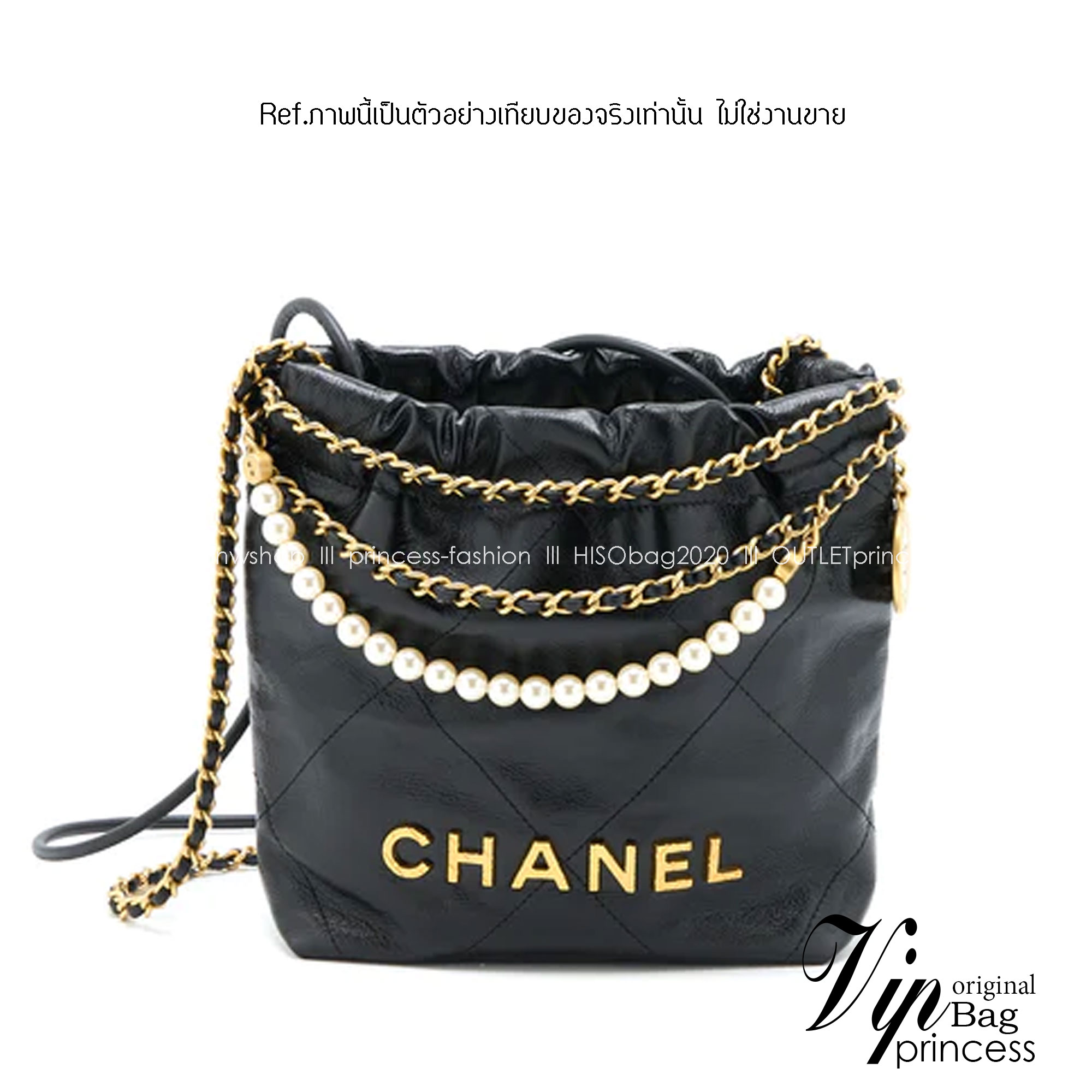 Chanel 22 mini bag with pearls 8" / Chanel Bag พร้อมส่ง กระเป๋าสะพาย สายโซ่อะไหล่ทองพร้อมสายมุกสวยหรู ทรงยอดฮิตในปี 2023 หิ้วหรือคล้องไหล่ได้ มาพร้อมกล่อง อปก ครบเซ็ท รอบนี้จัดราคาพิเศษสุดคุ้มค่ะ ใช้งานต่างประเทศได้ ภาพถ่ายจากงานขายจริง