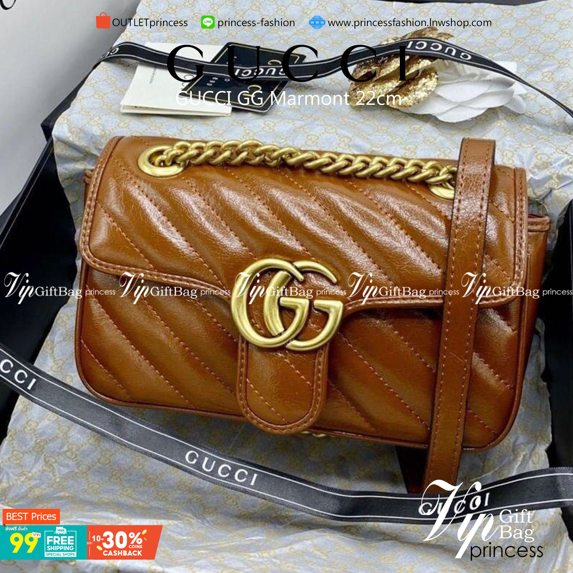 VIP 】หนังแท้ GUCCI GG Marmont brown leather shoulder bag ราคานี้หนังแท้คือคุ้มมากเลยค่าสาวๆ มี 2 ขนาด ปังไม่ไหว สีสวยมากกกก ต้องจัดแล้วน้าา ยกระดับความหรูให้กับตัวเองกันหน่อย ด้วยกระเป๋ารุ่นนี้!! ครอสบอดี้ที่ดีไซน์หรู อัพเลเวล ในราคาที่จับต้องได้ พร้อมเสิ